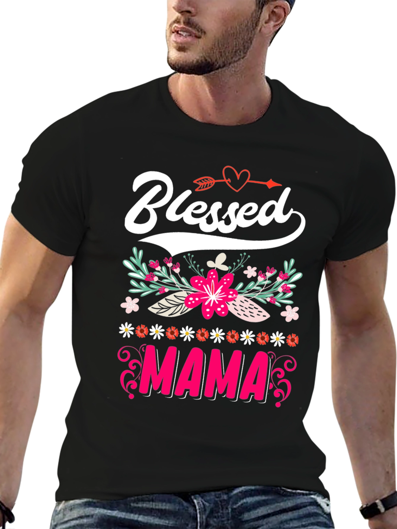 Blessed Mama Floral Graphic T-Shirt