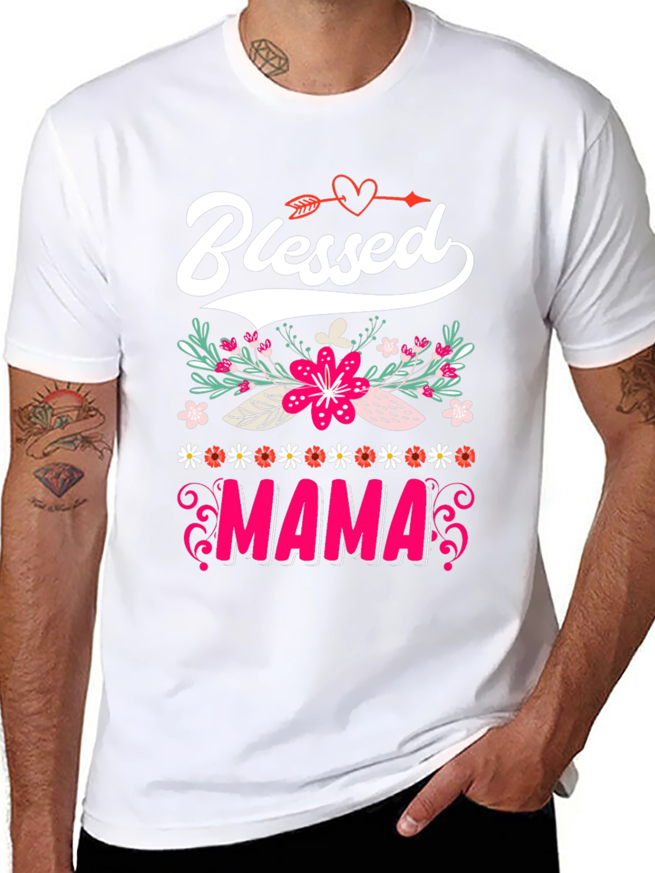 Blessed Mama Floral Graphic T-Shirt
