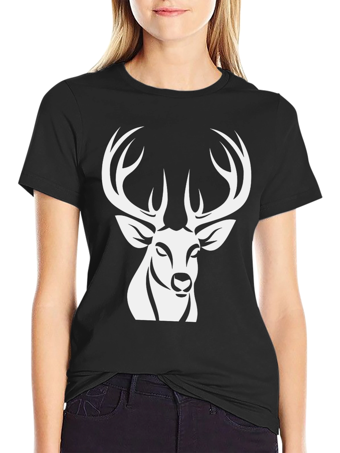 Deer Graphic Tee - Stylish Black Cotton Shirt