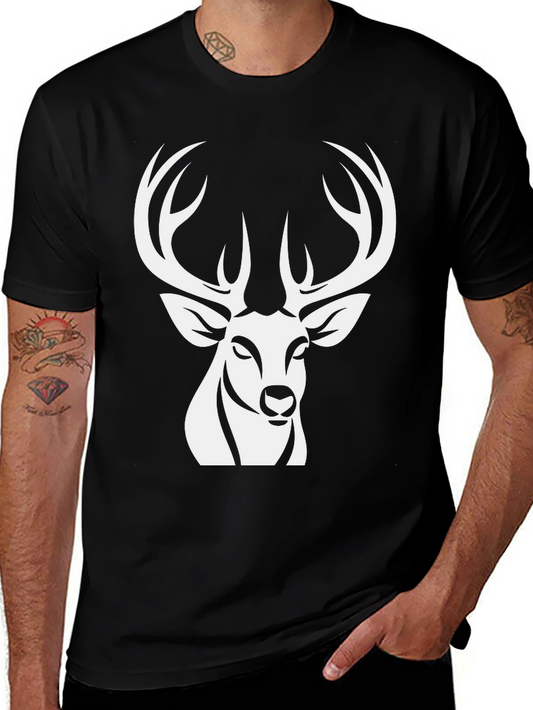 Deer Graphic Tee - Stylish Black Cotton Shirt
