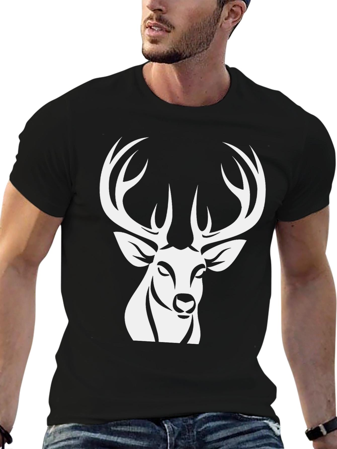 Deer Graphic Tee - Stylish Black Cotton Shirt