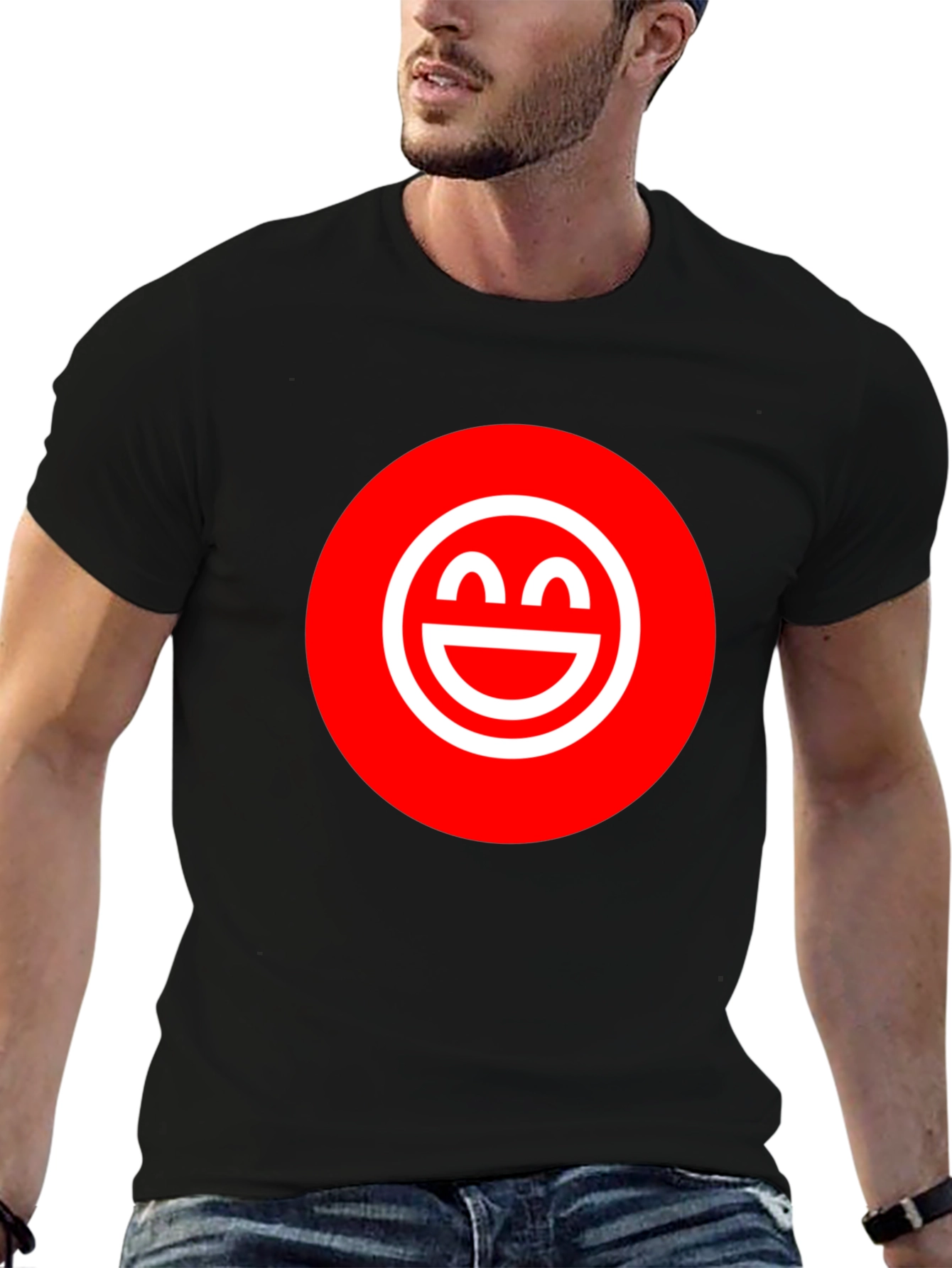 Smiley Face Graphic Tee - Red & White