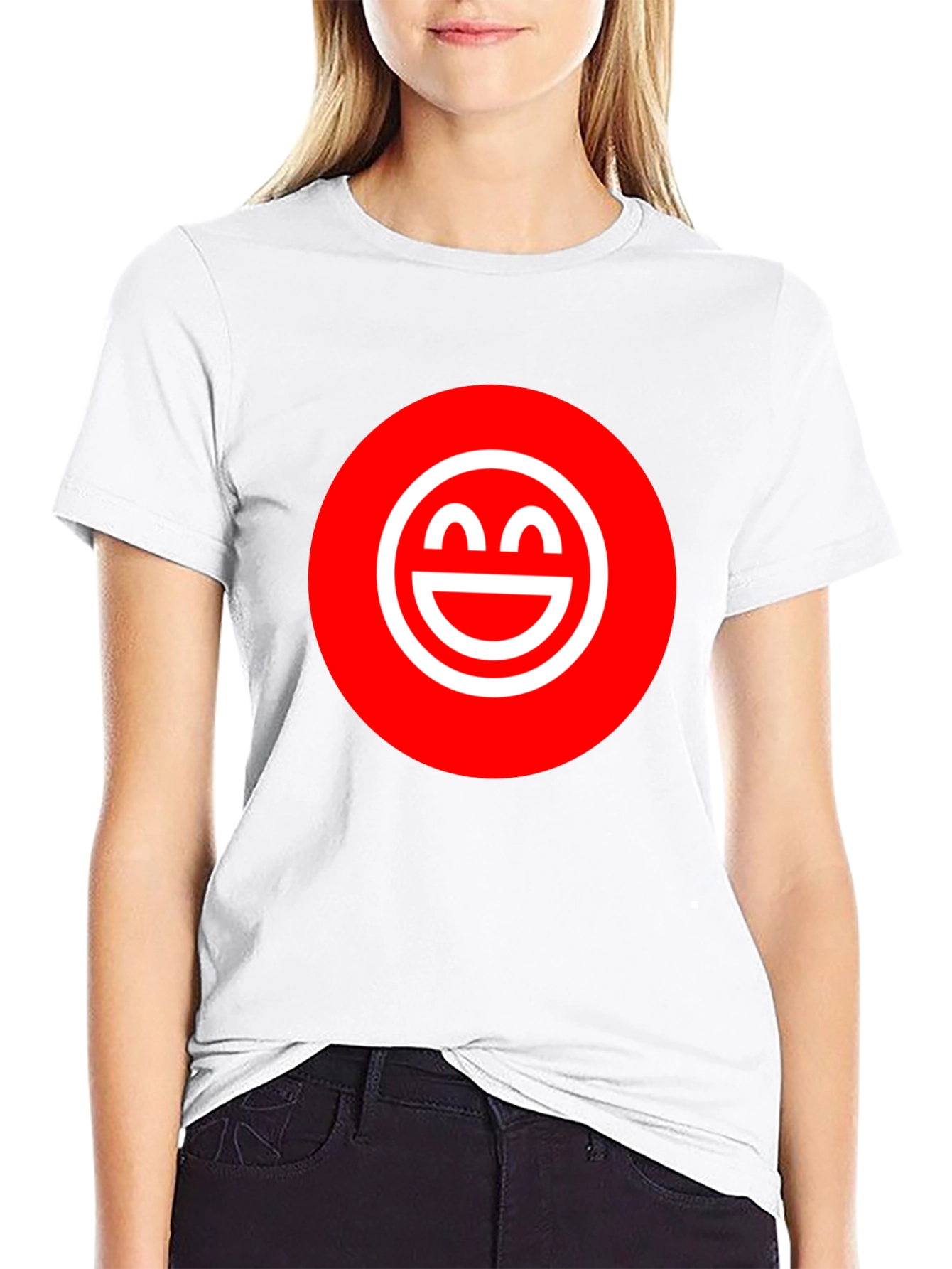 Smiley Face Graphic Tee - Red & White