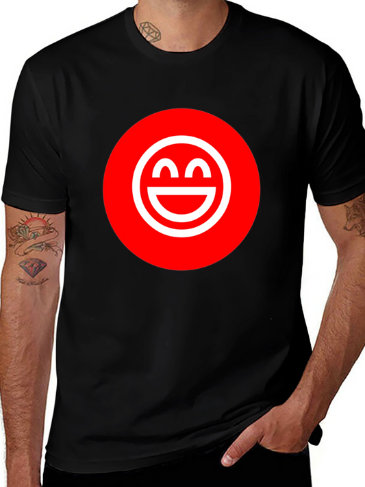 Smiley Face Graphic Tee - Red & White