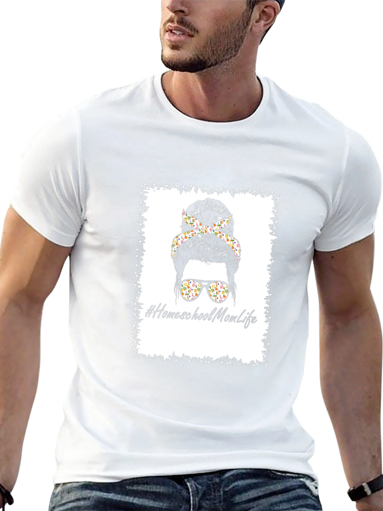 Homeschool Mom Life T-Shirt - Messy Bun Design
