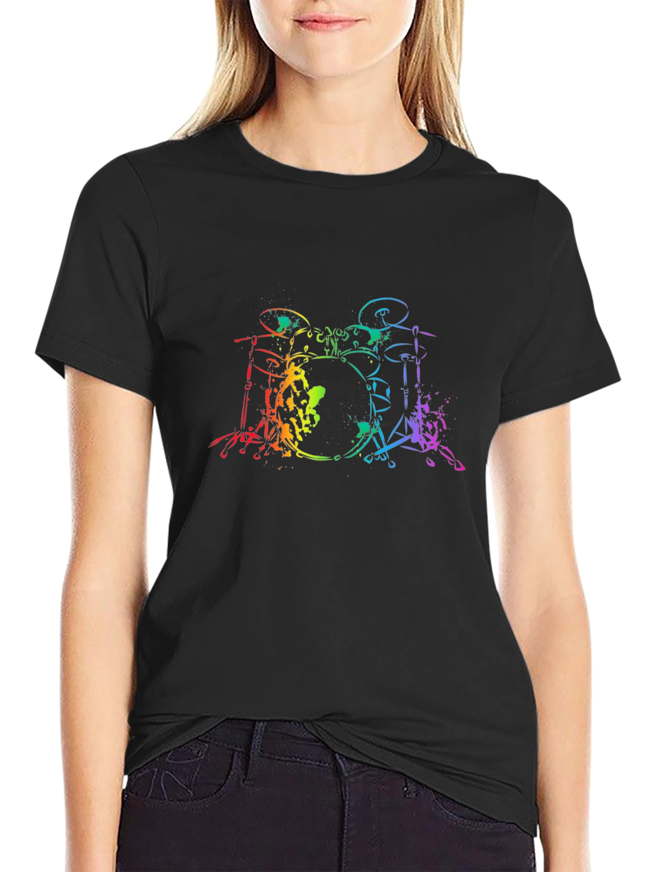 Rainbow Drum Set Graphic Tee - Musician T-Shirt