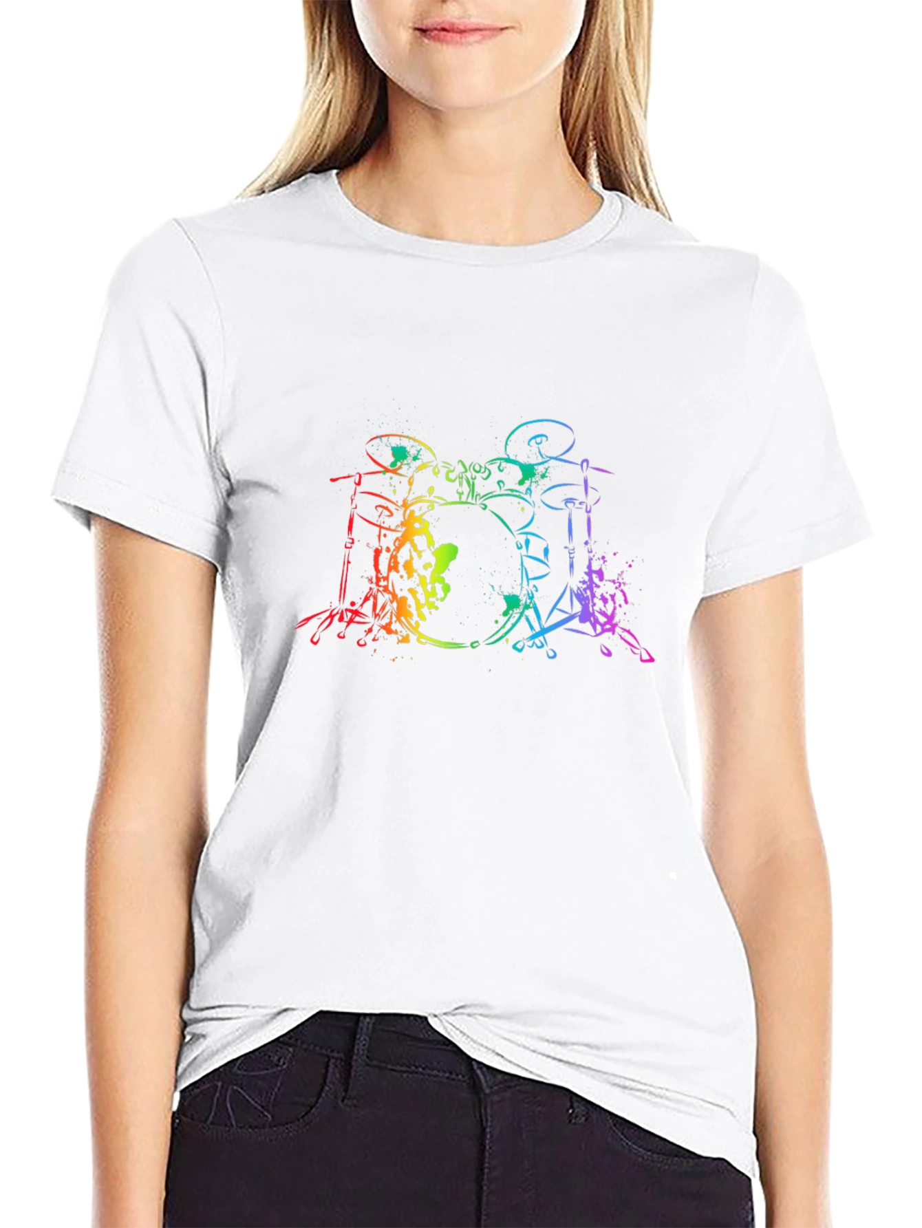 Rainbow Drum Set Graphic Tee - Musician T-Shirt