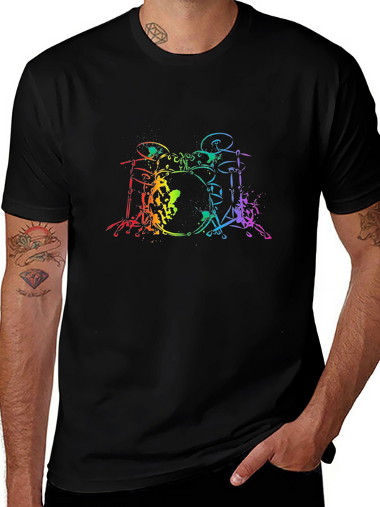 Rainbow Drum Set Graphic Tee - Musician T-Shirt