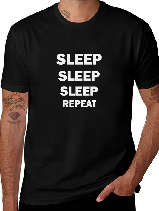 Sleep Repeat Graphic Tee - Black Cotton T-Shirt