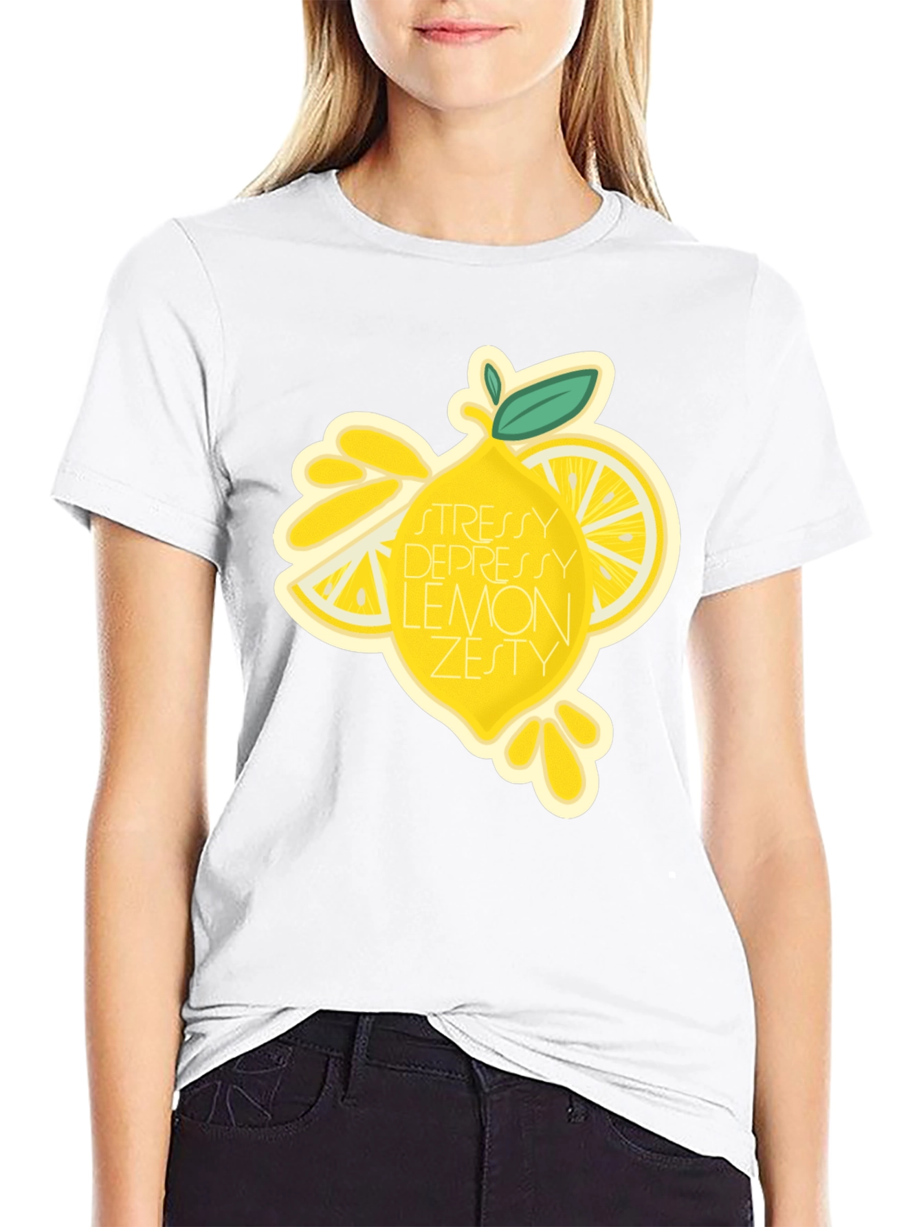 Stressy Depressy Lemon Zesty Black T-Shirt