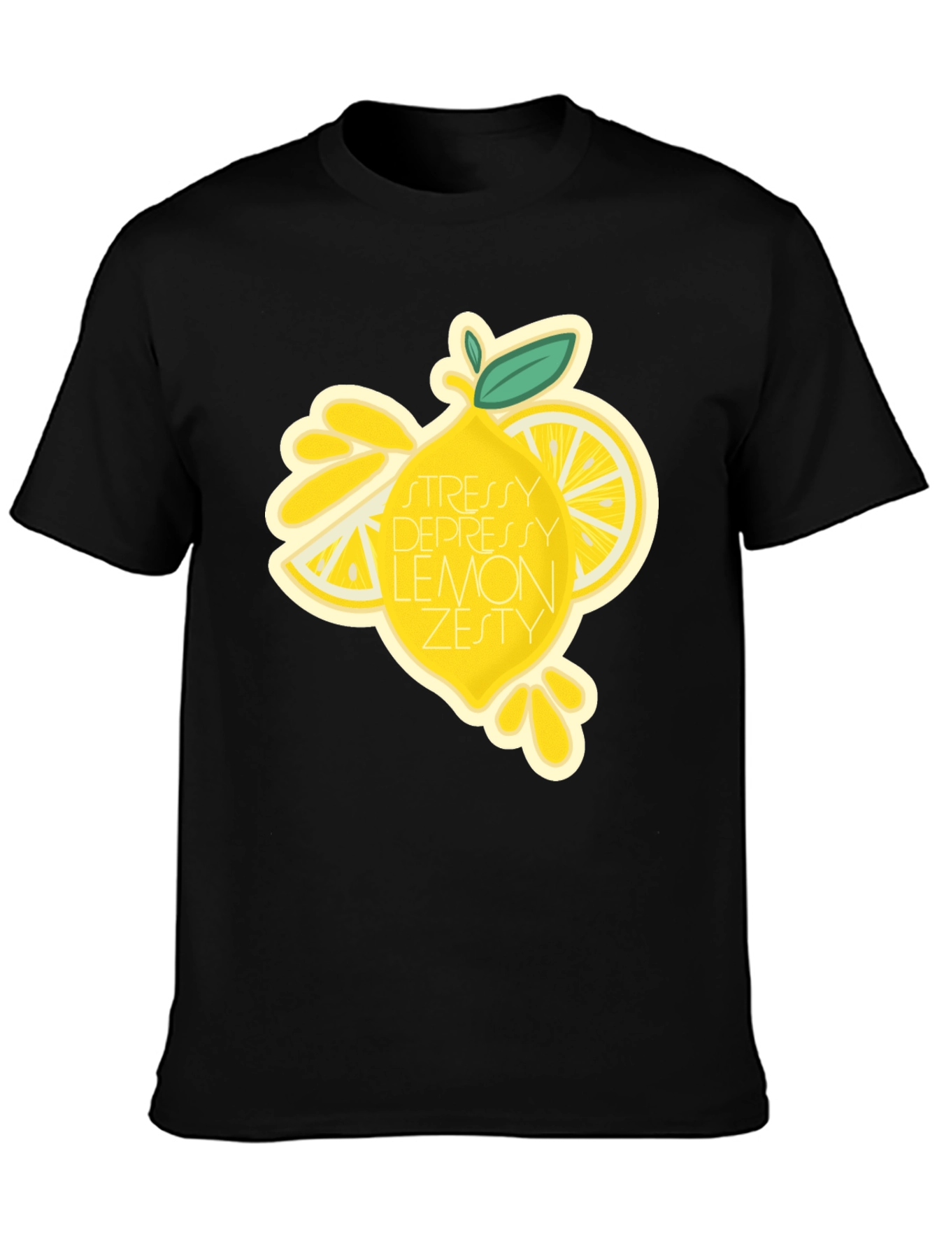 Stressy Depressy Lemon Zesty Black T-Shirt