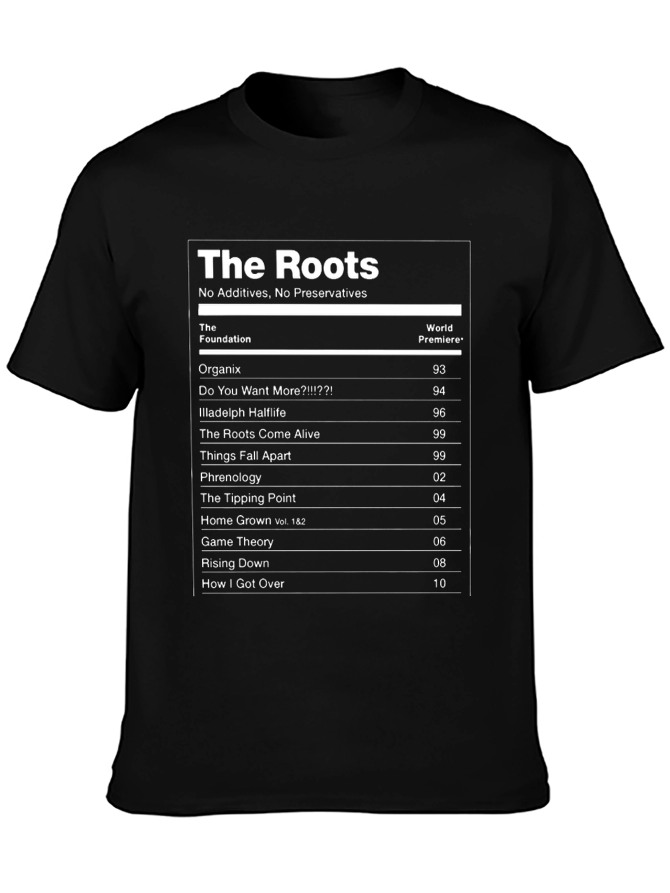 The Roots Album List T-Shirt - Black