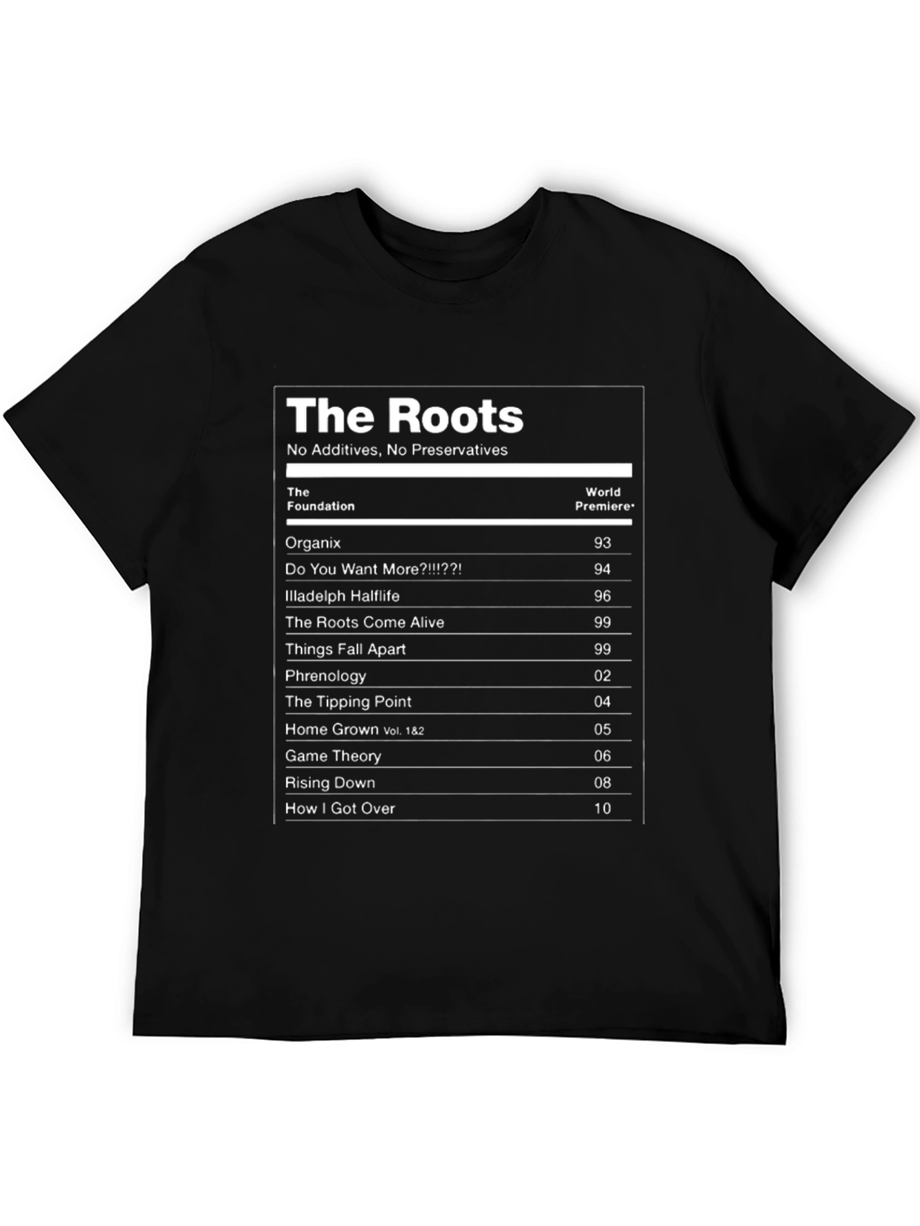 The Roots Album List T-Shirt - Black
