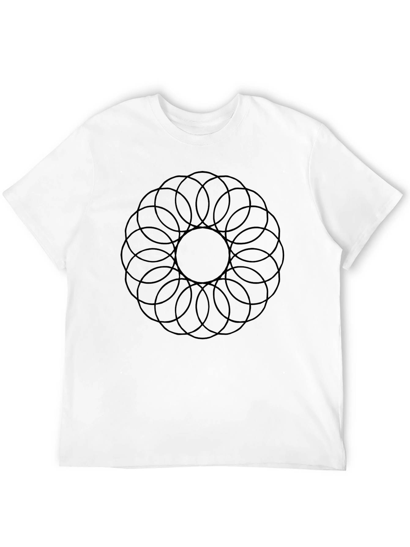 Geometric Circle Design Black T-Shirt