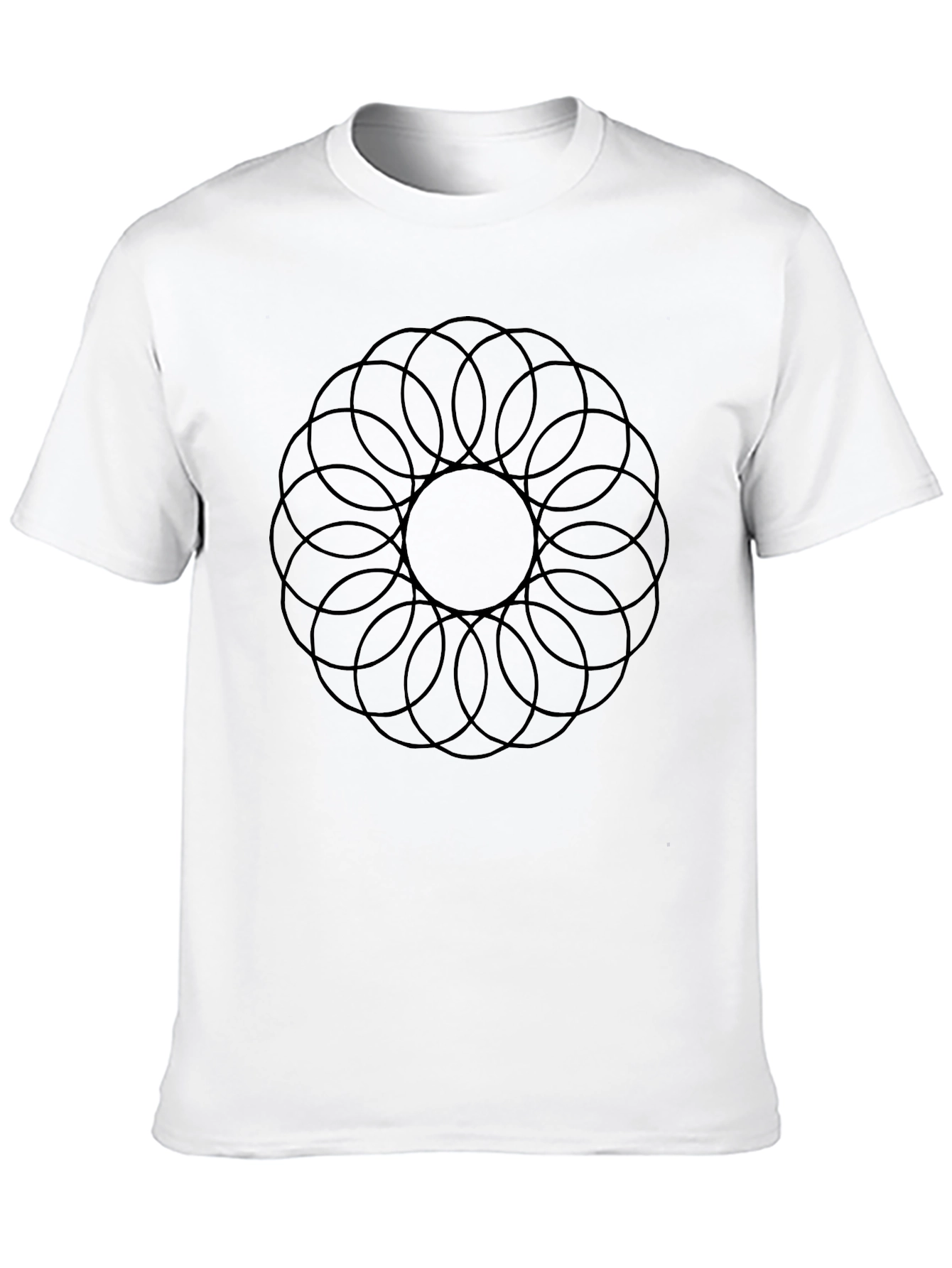 Geometric Circle Design Black T-Shirt