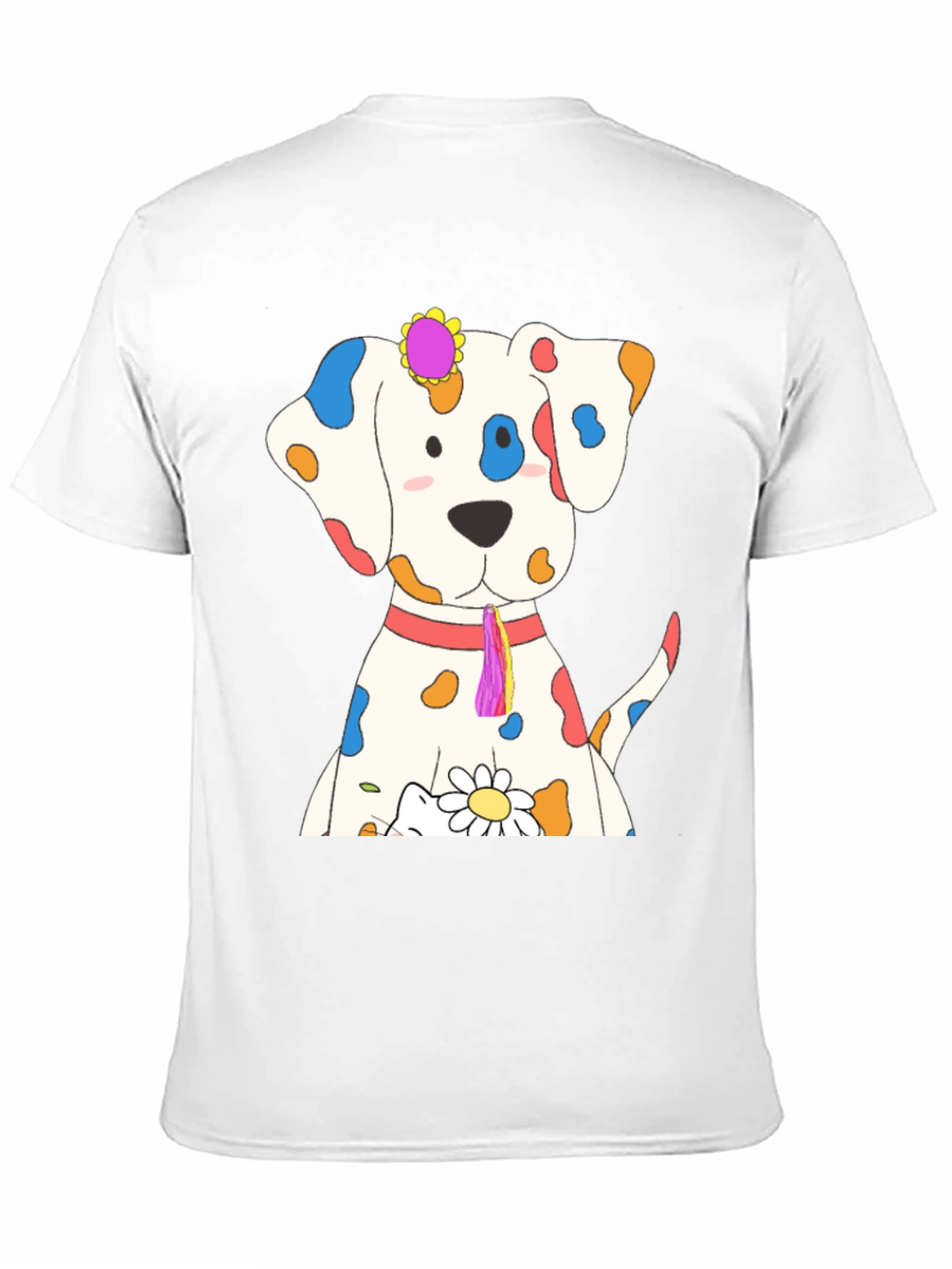 Whimsical Dog Print Black T-Shirt