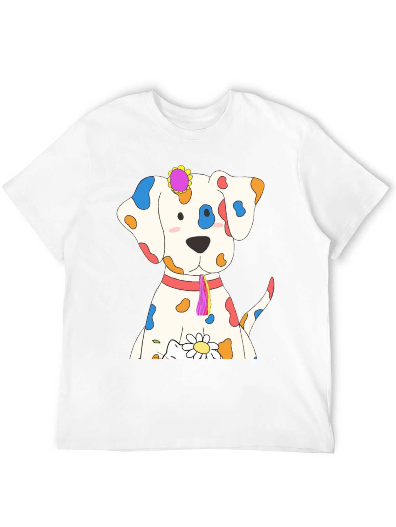 Whimsical Dog Print Black T-Shirt