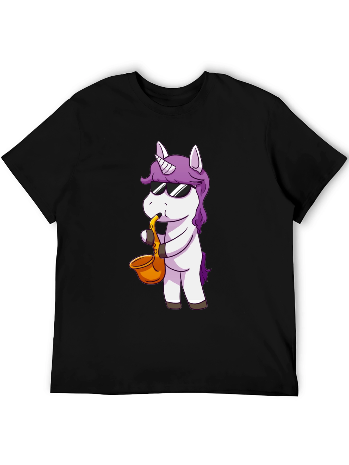 Unicorn Sax T-Shirt - Black Cotton