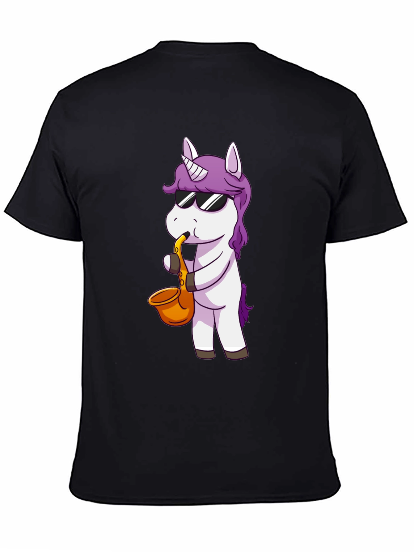 Unicorn Sax T-Shirt - Black Cotton