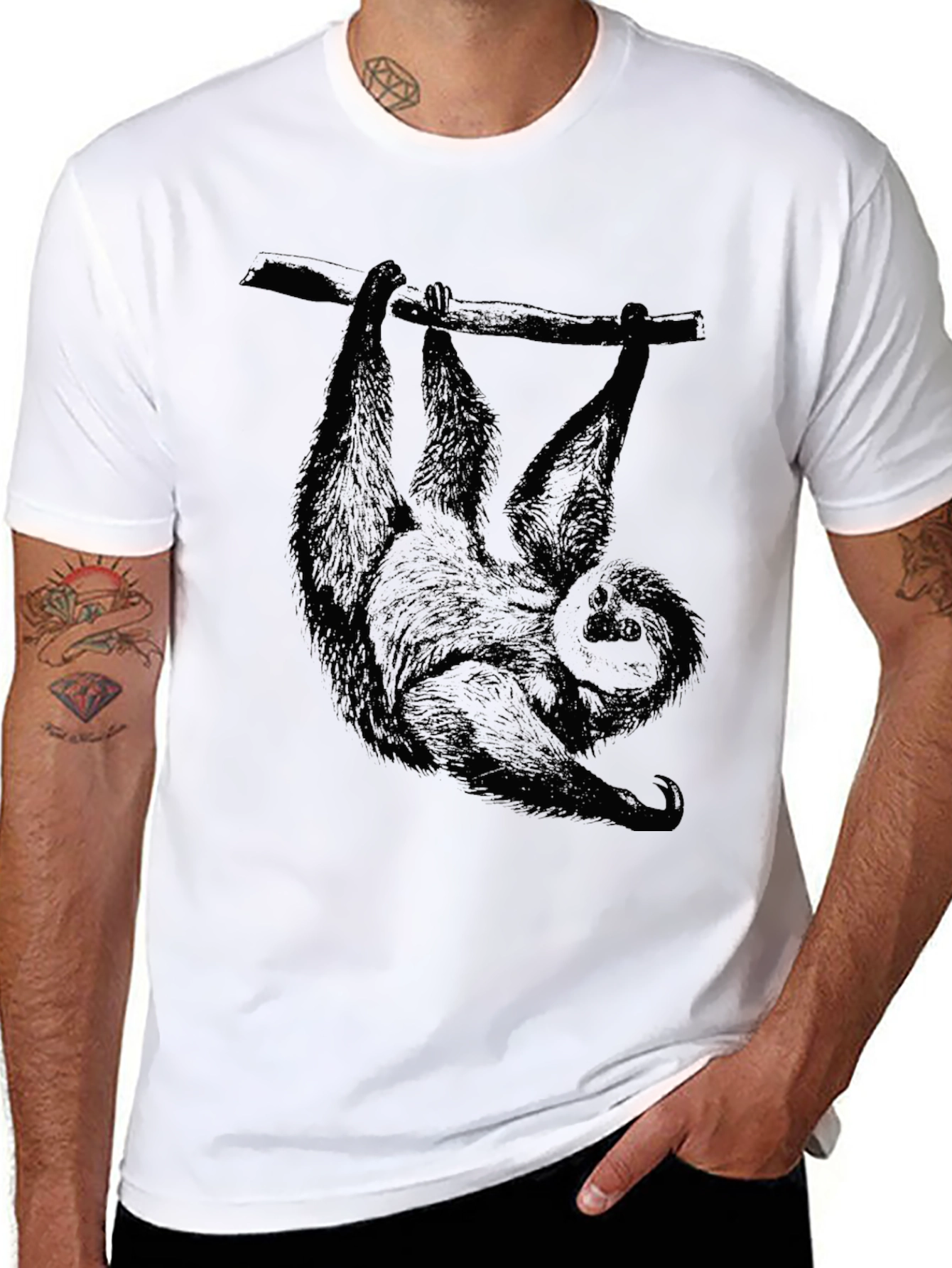 Sloth Graphic Tee - Mens Black T-Shirt