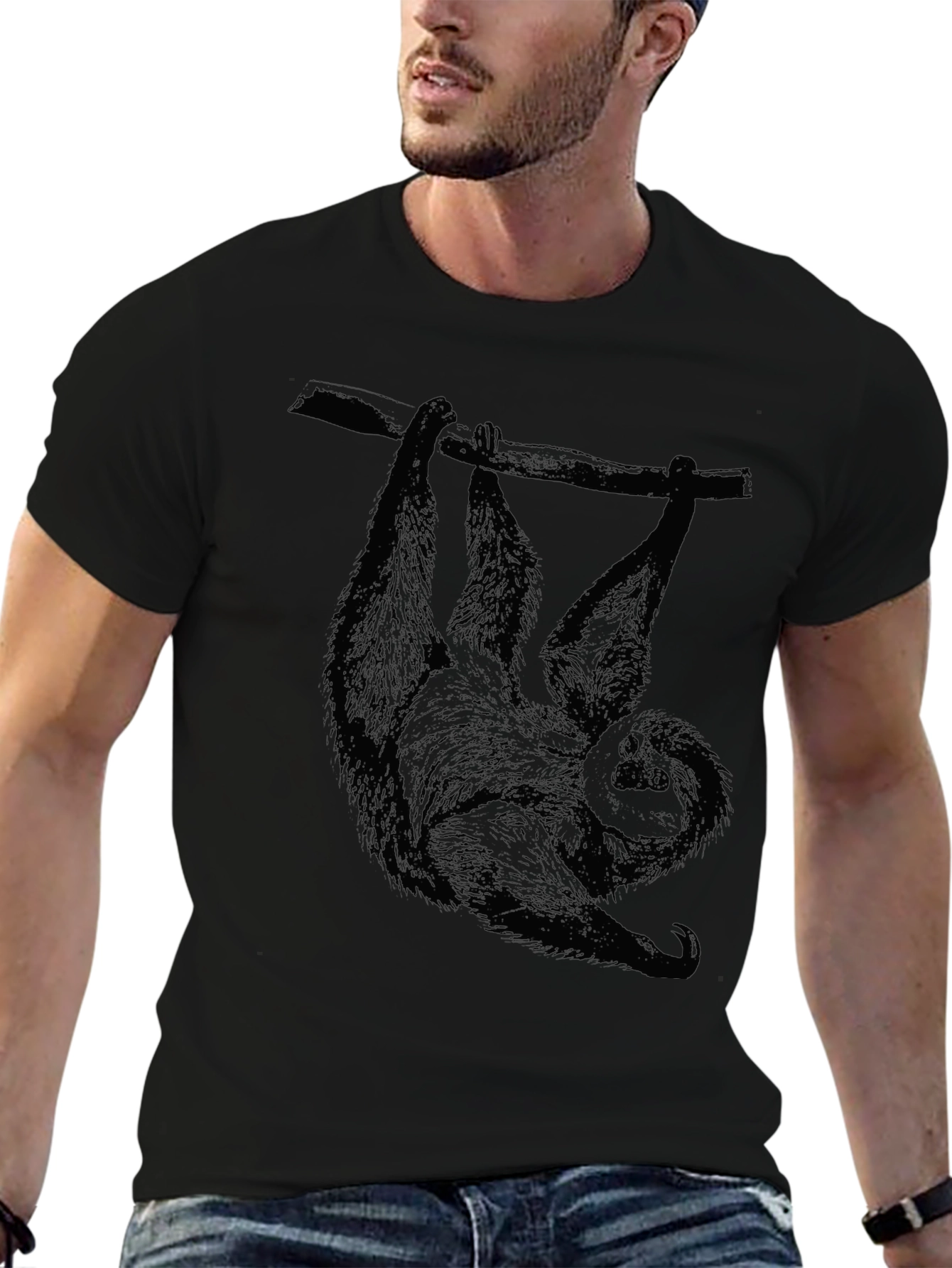 Sloth Graphic Tee - Mens Black T-Shirt