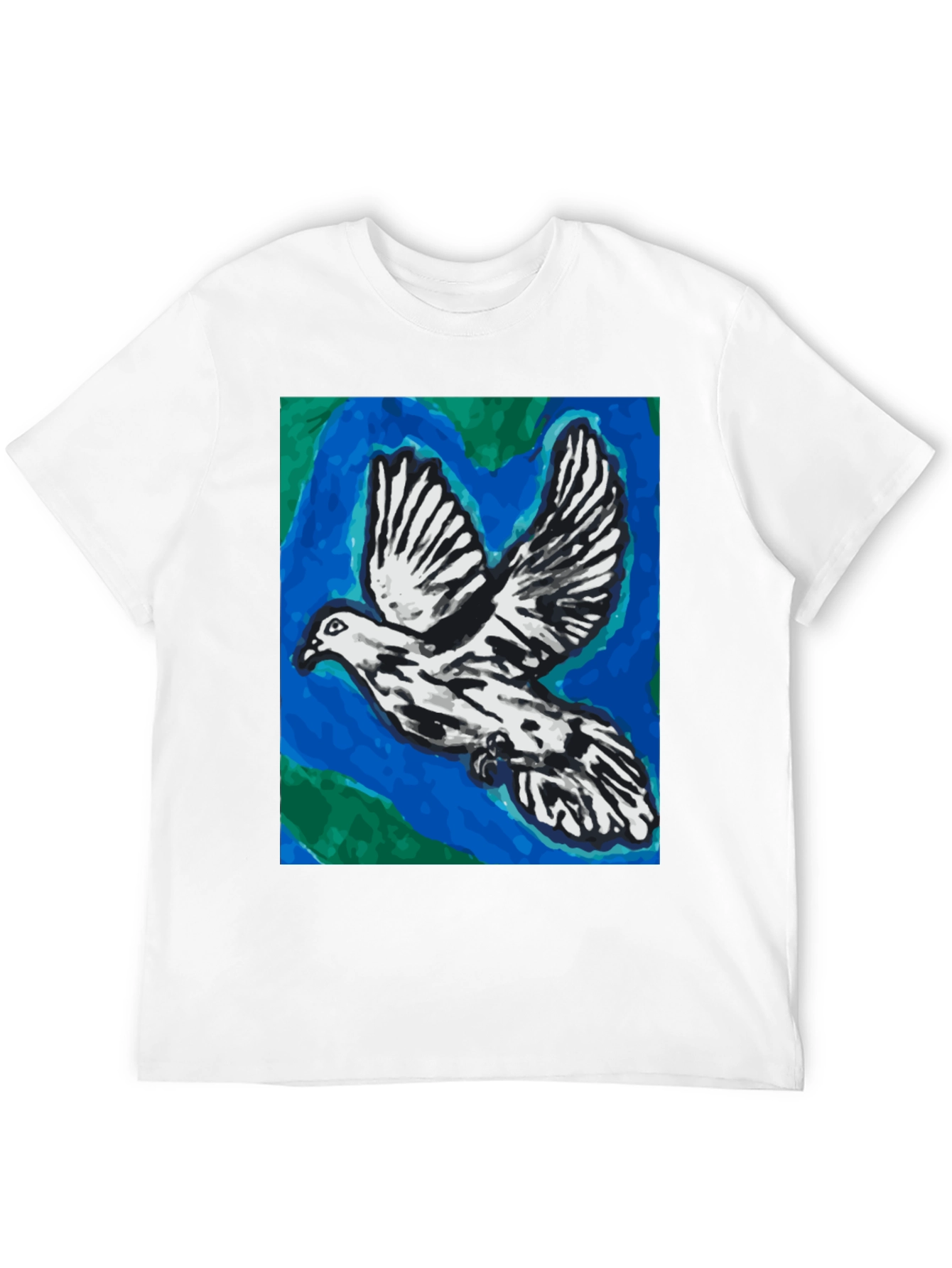Dove Graphic Tee - Artistic Print Black T-Shirt