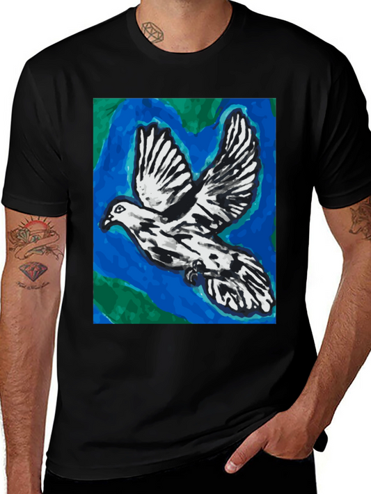 Dove Graphic Tee - Artistic Print Black T-Shirt