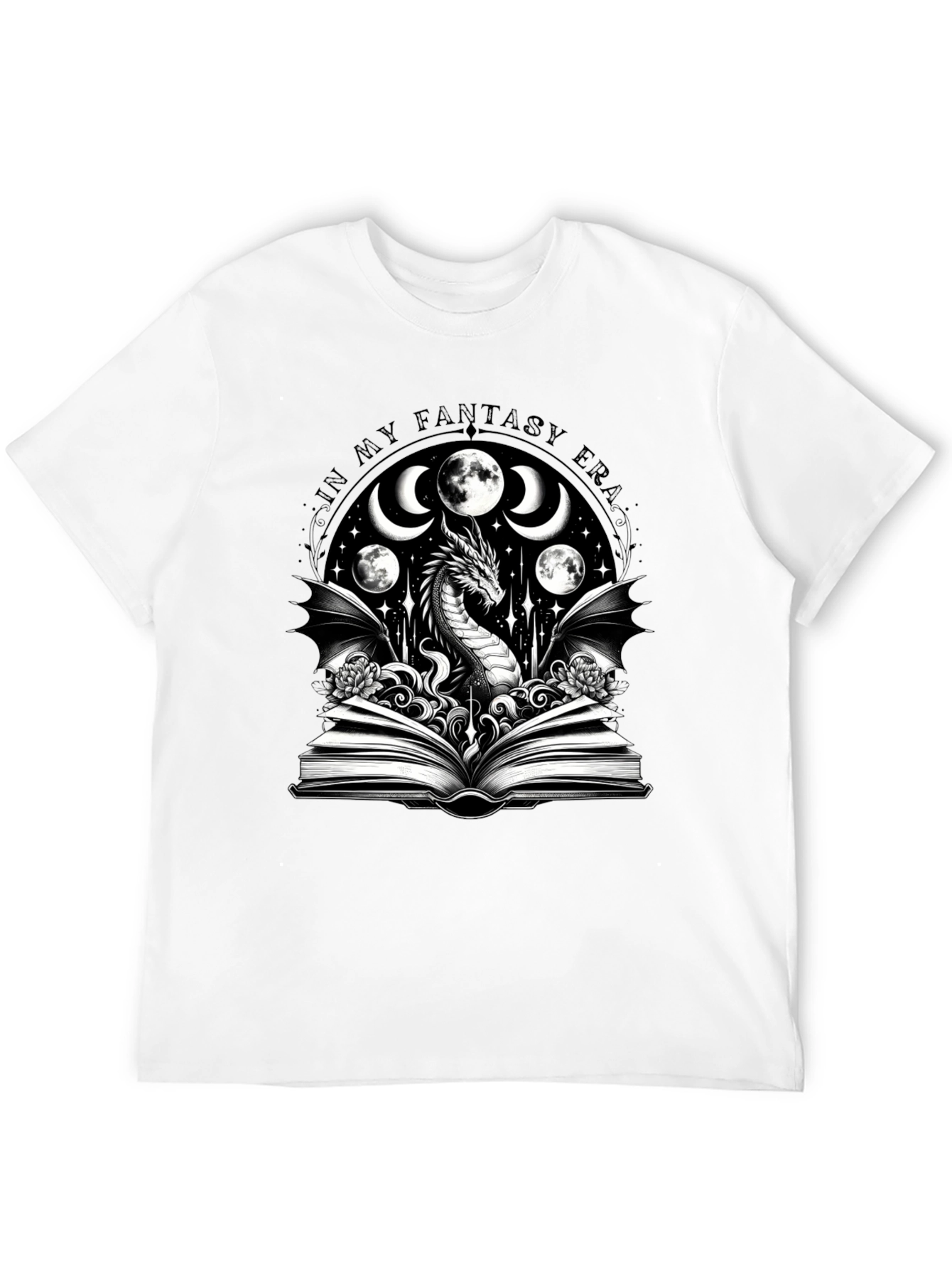 Fantasy Era Dragon Graphic Tee - Black Cotton Shirt