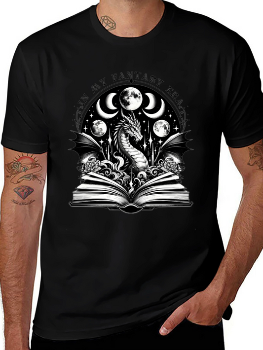 Fantasy Era Dragon Graphic Tee - Black Cotton Shirt