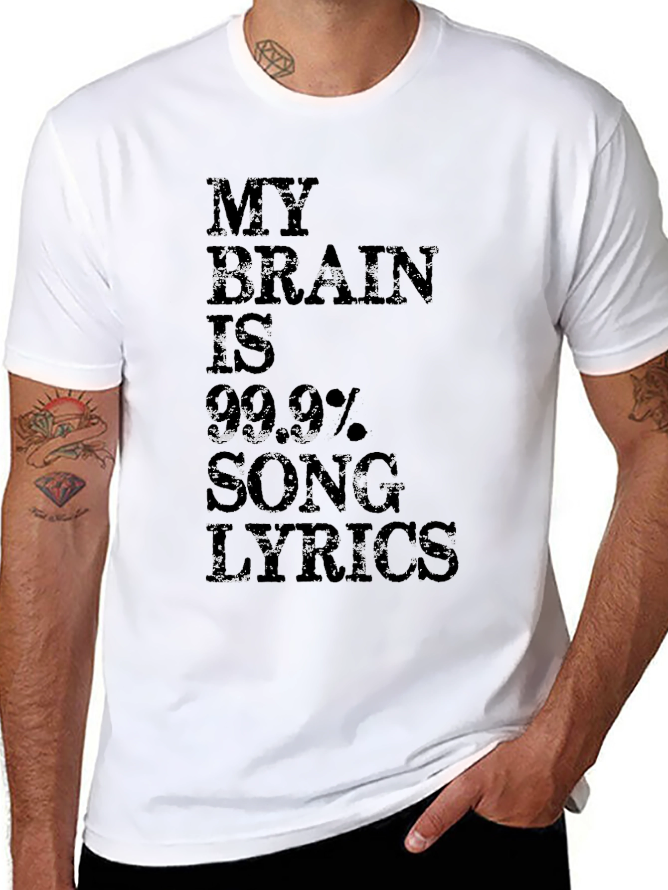 My Brain Is 99.9% Song Lyrics Mens Black T-Shirt