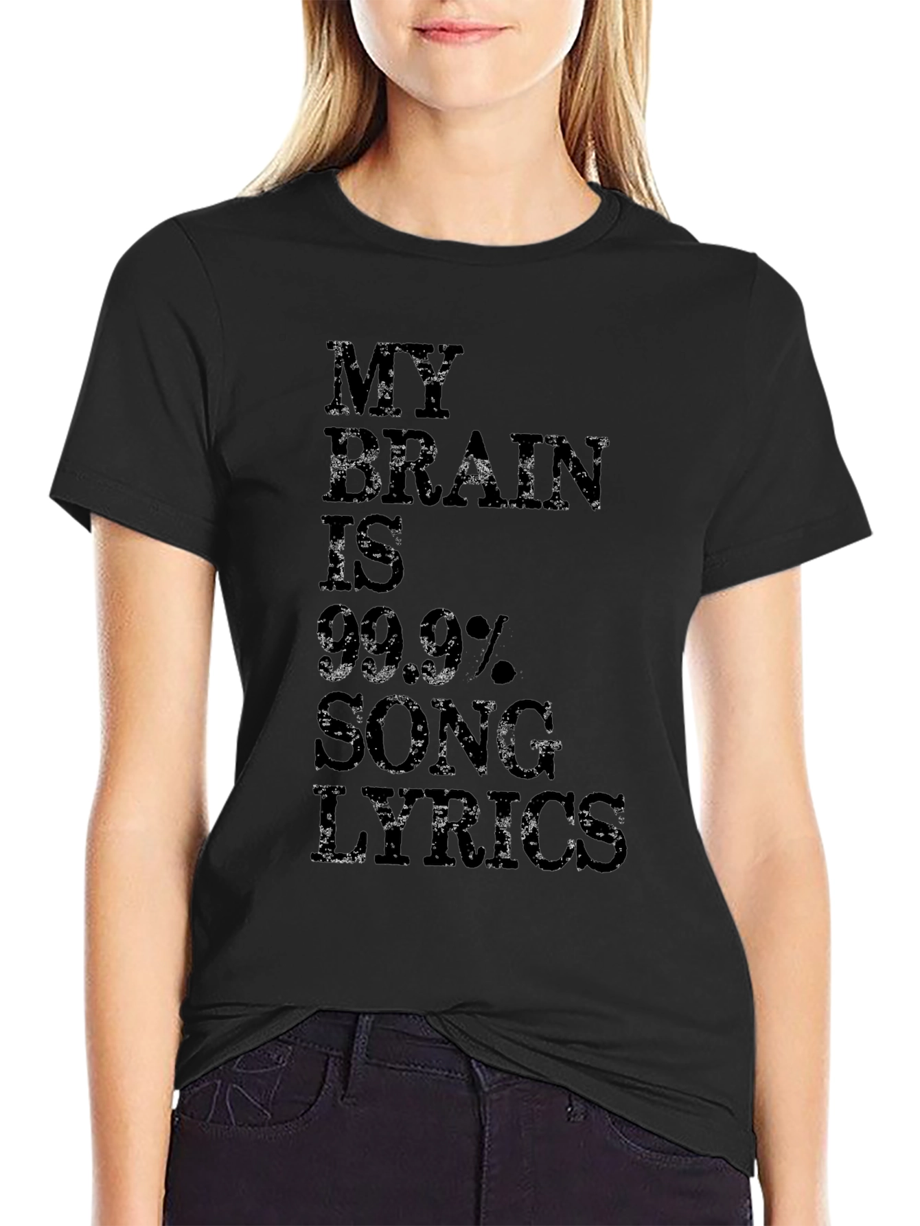 My Brain Is 99.9% Song Lyrics Mens Black T-Shirt