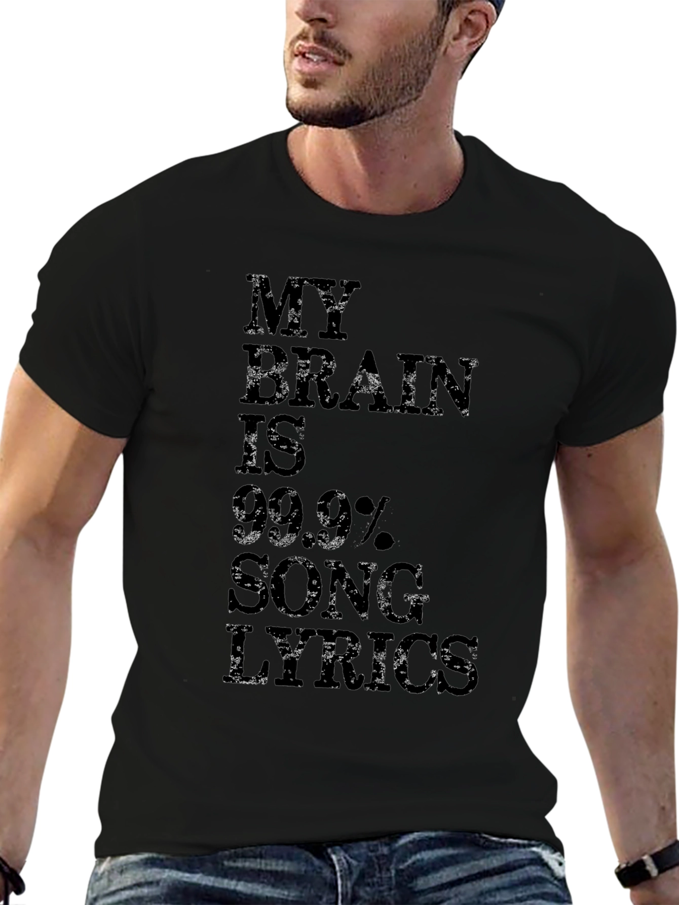 My Brain Is 99.9% Song Lyrics Mens Black T-Shirt
