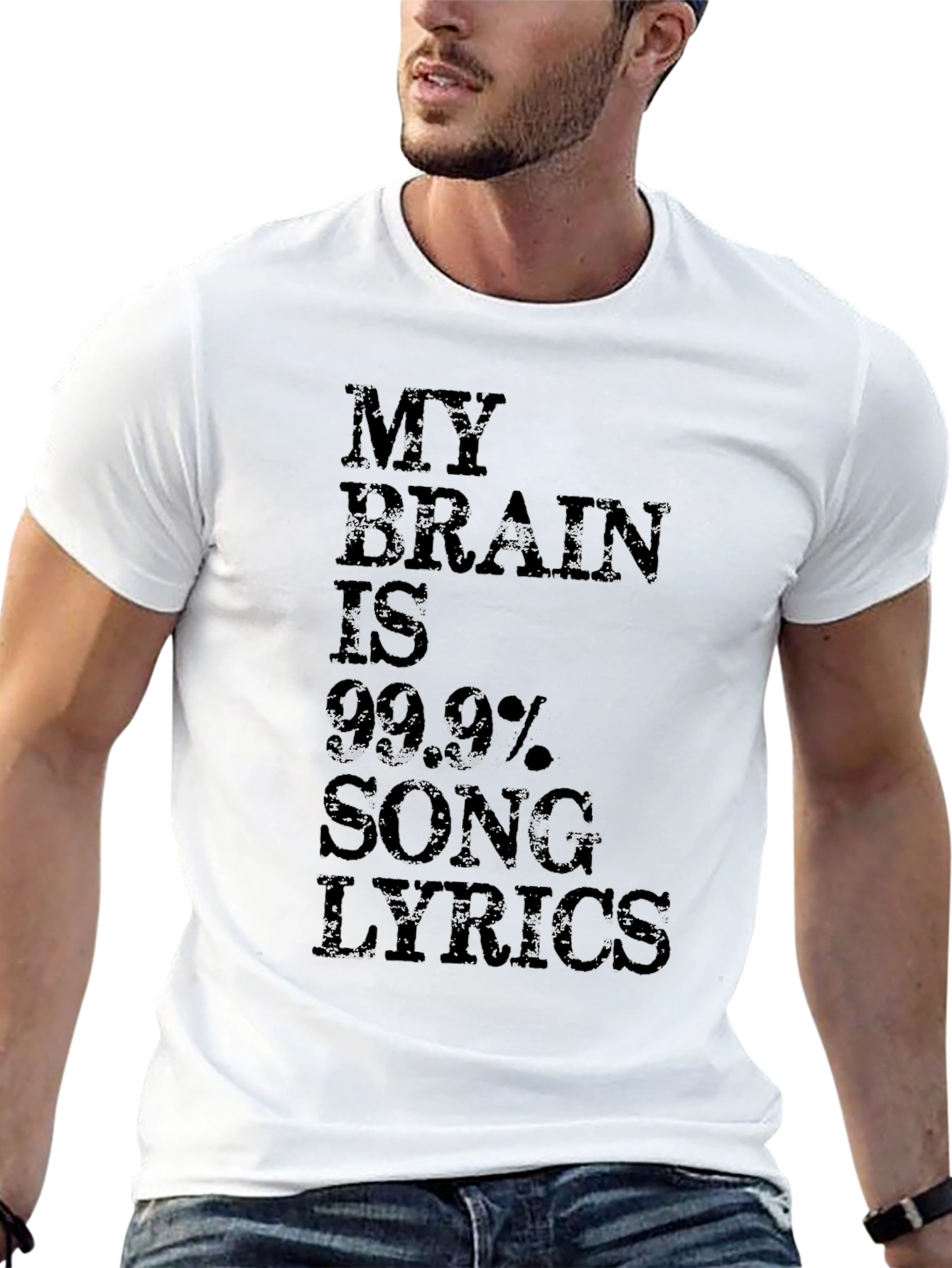 My Brain Is 99.9% Song Lyrics Mens Black T-Shirt