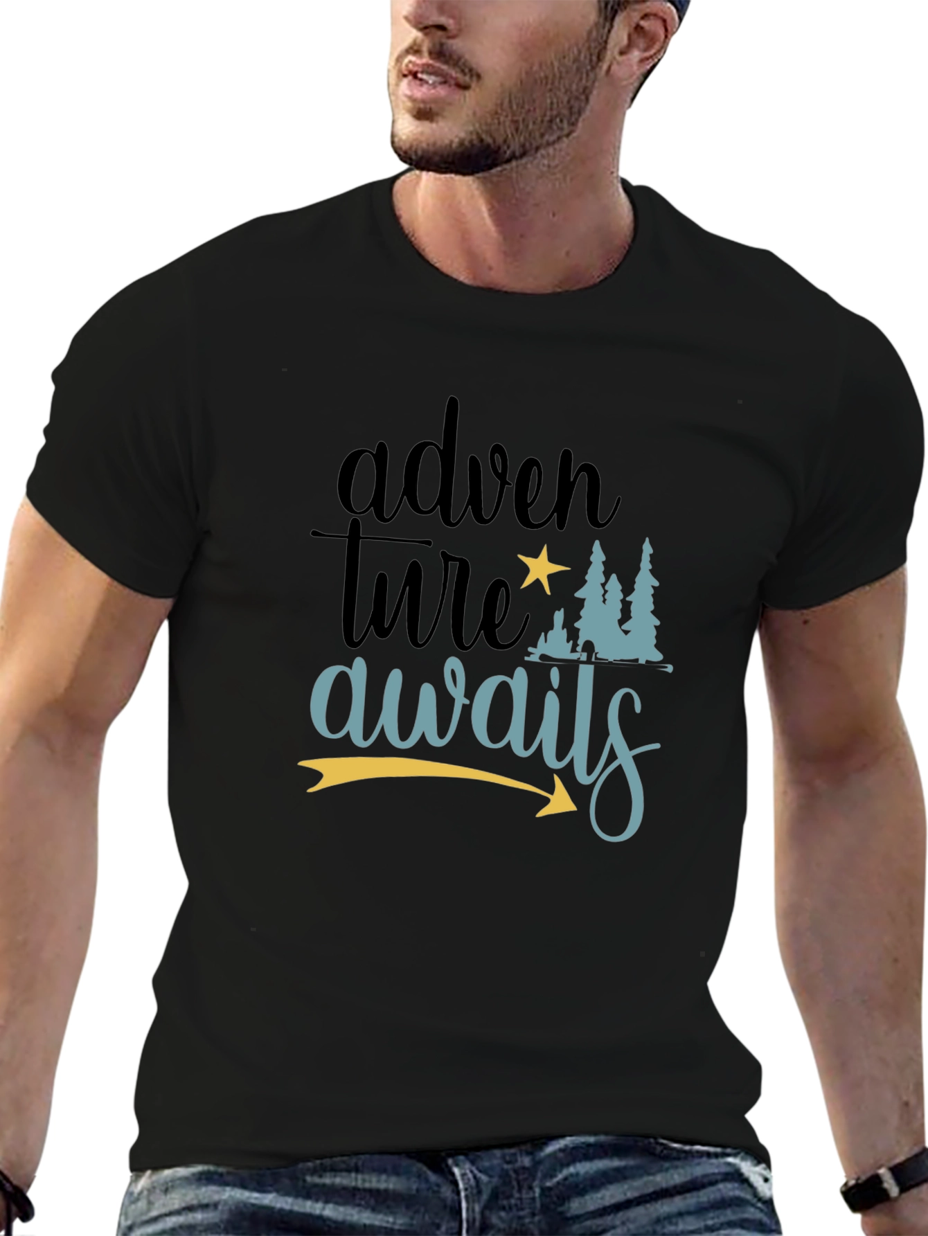 Adventure Awaits Graphic Tee - Black