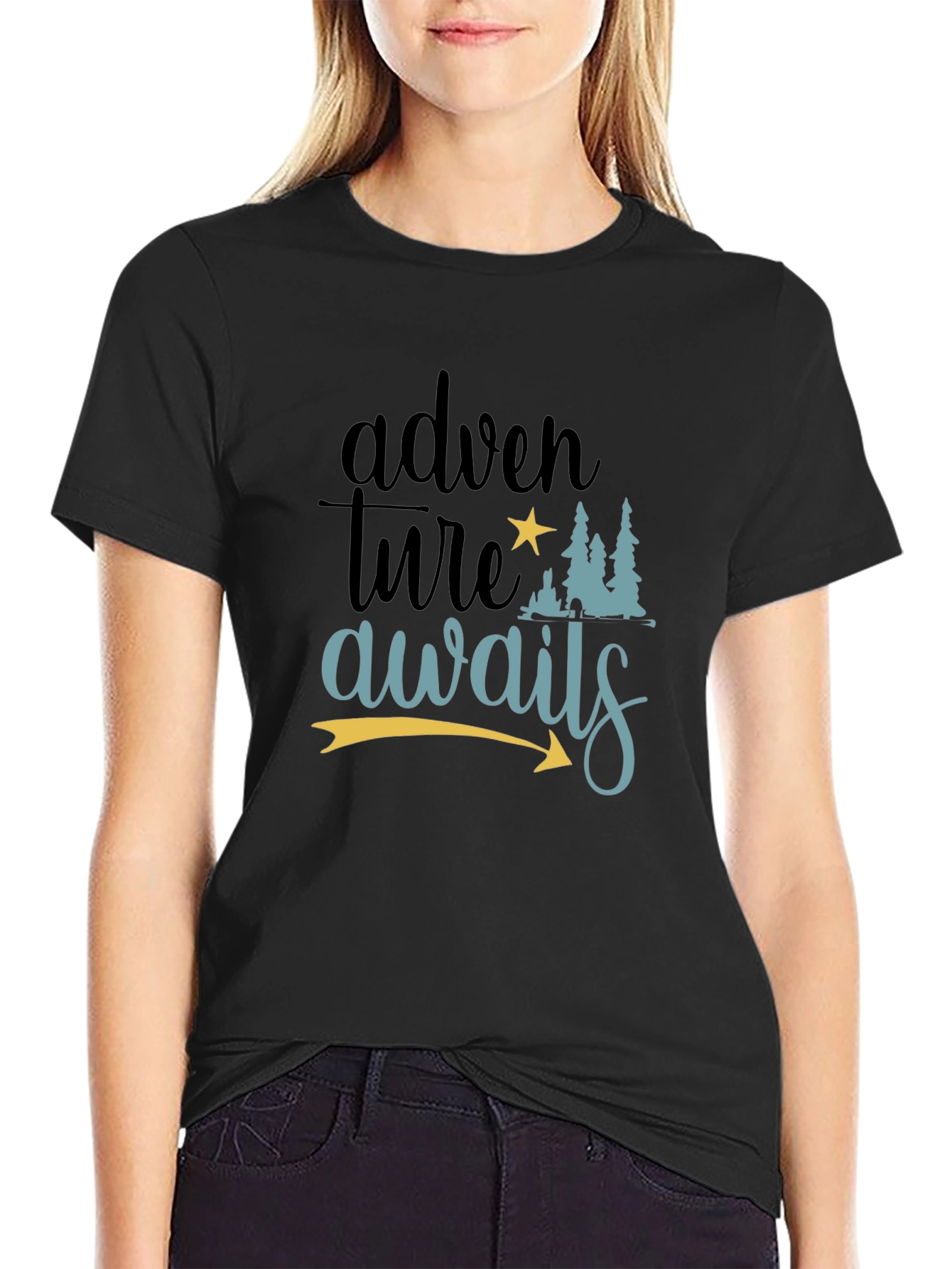 Adventure Awaits Graphic Tee - Black