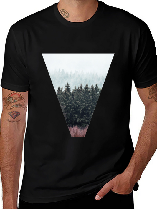Nature Triangle Graphic T-Shirt - Black