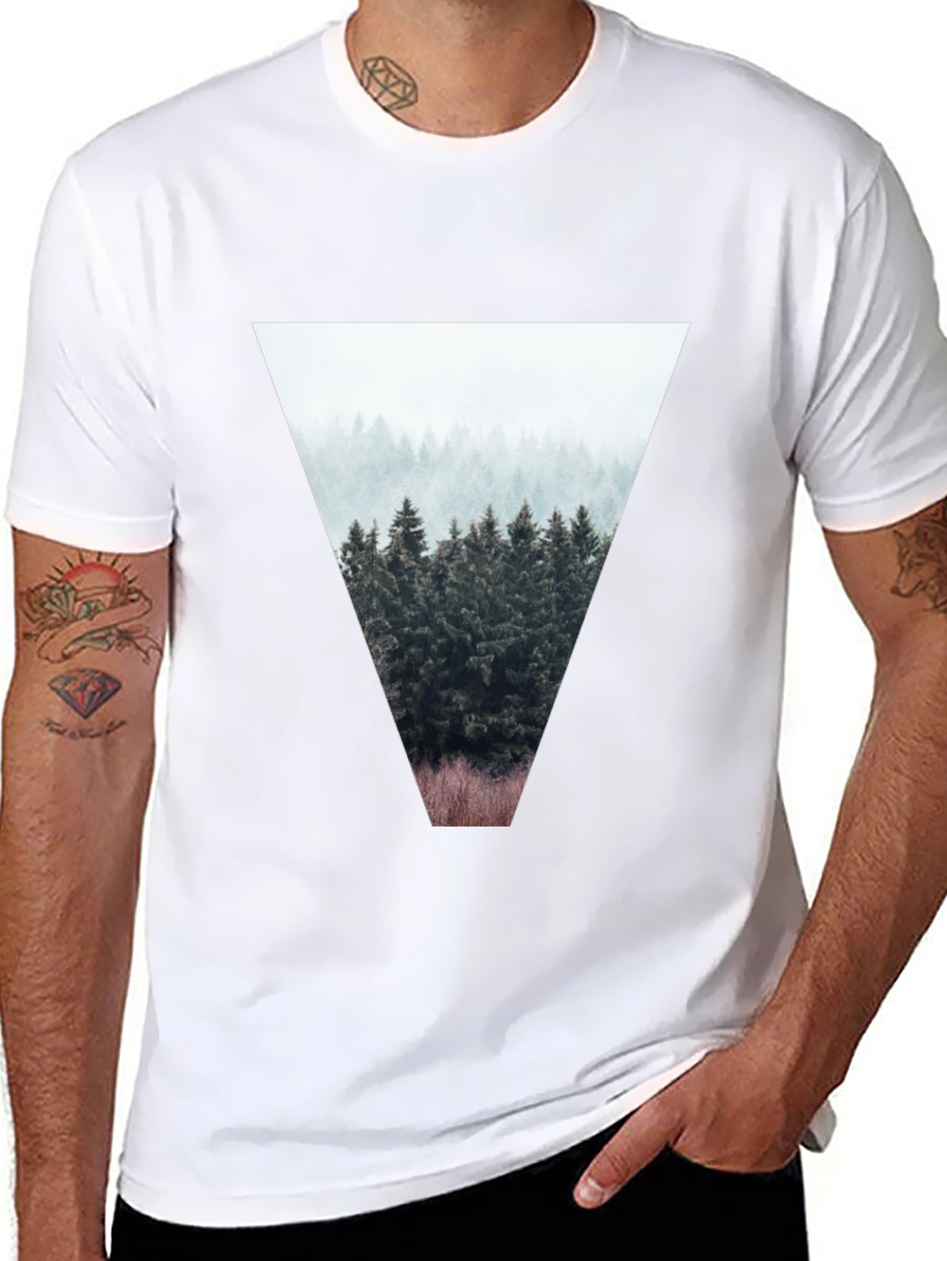 Nature Triangle Graphic T-Shirt - Black
