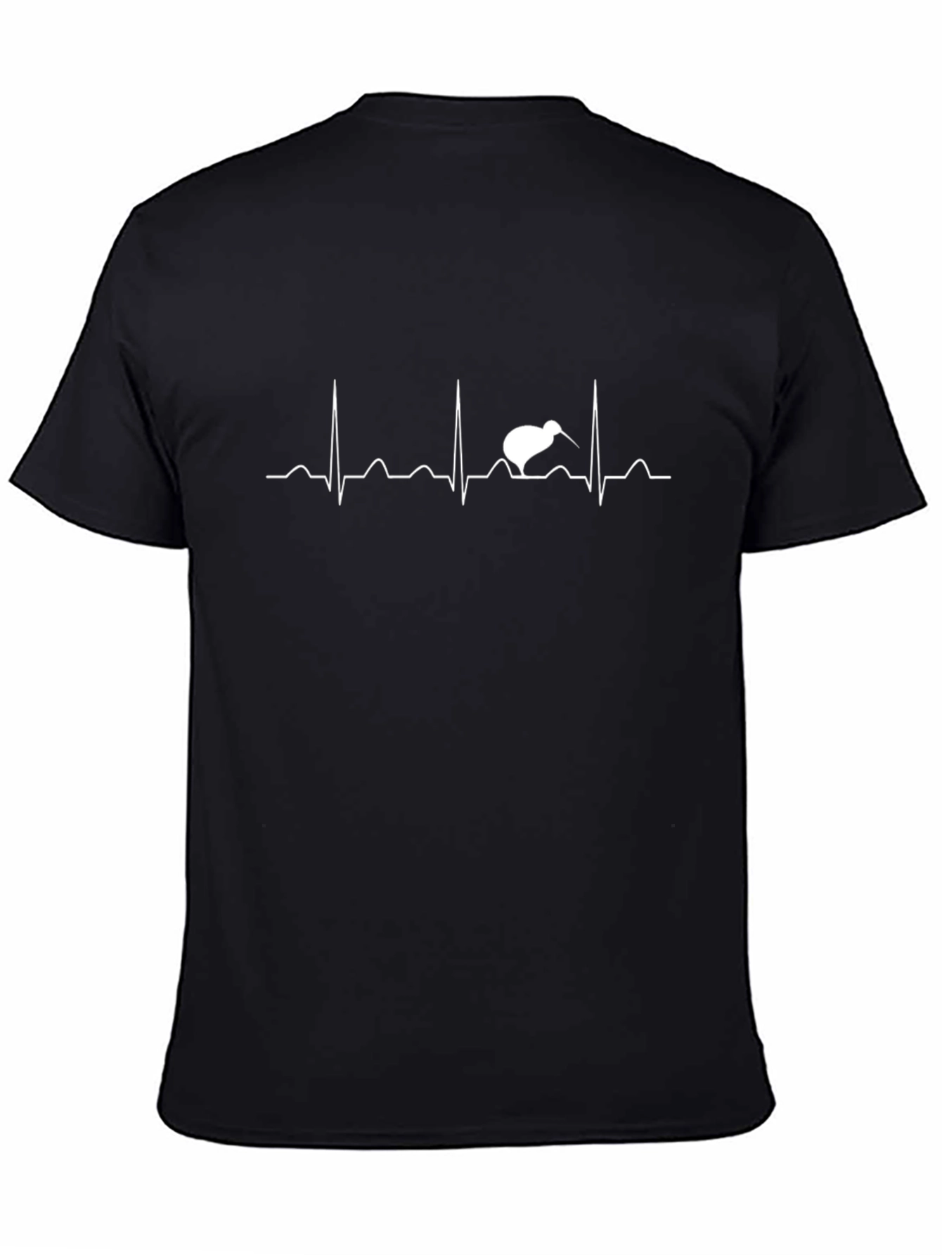 Kiwi Bird EKG Heartbeat Graphic Tee - Black