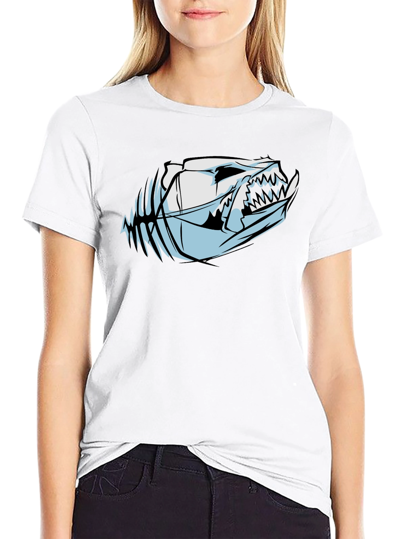 Edgy Skull Graphic T-Shirt - Black Cotton Tee