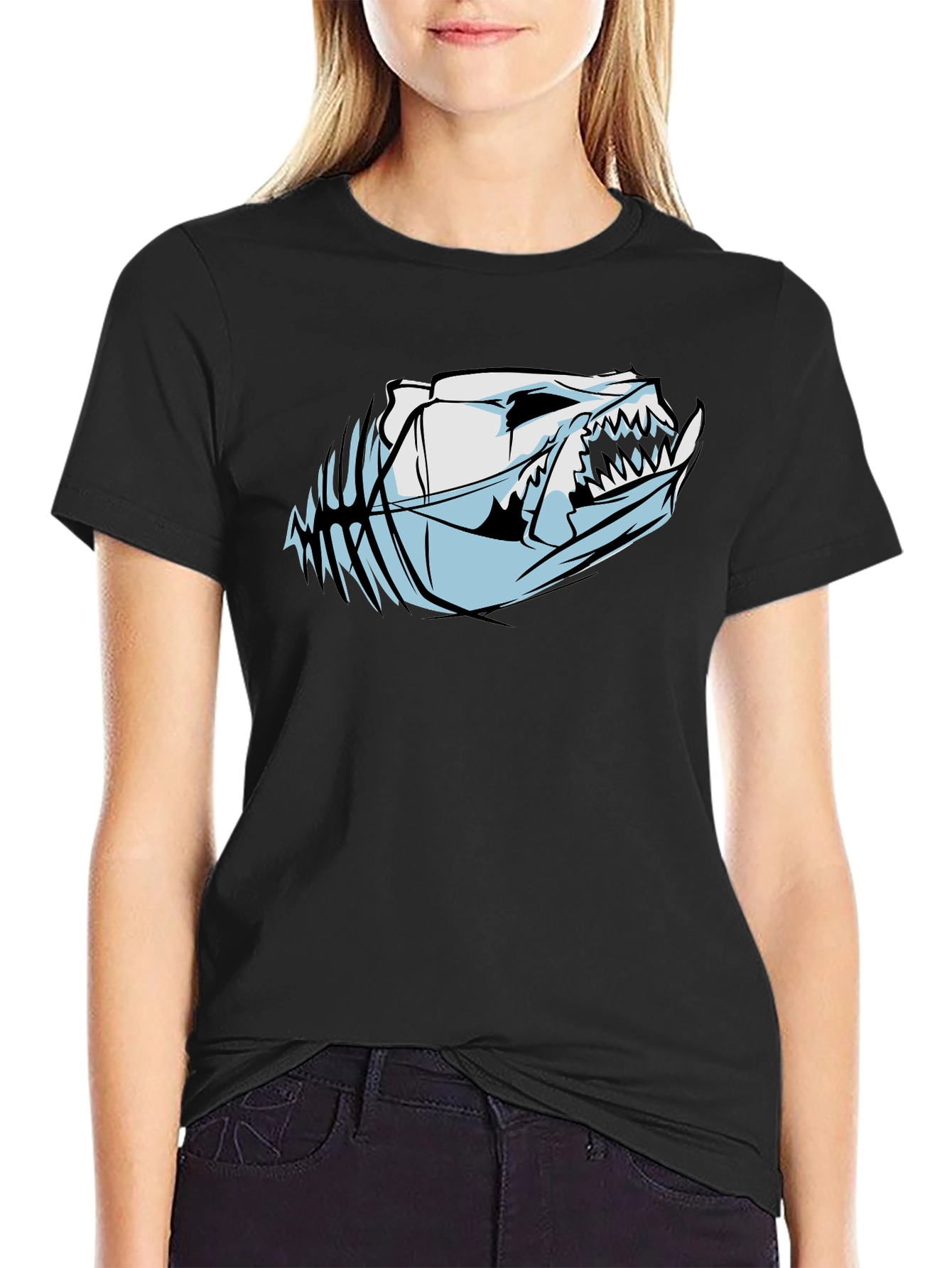 Edgy Skull Graphic T-Shirt - Black Cotton Tee