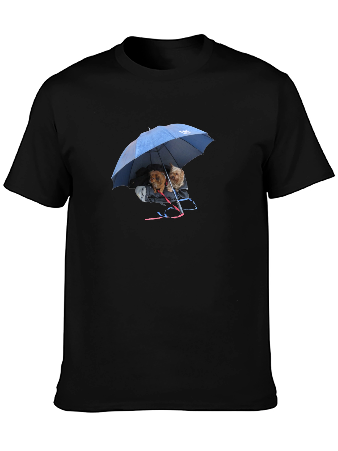 Dogs Under Umbrella Graphic Tee - Black