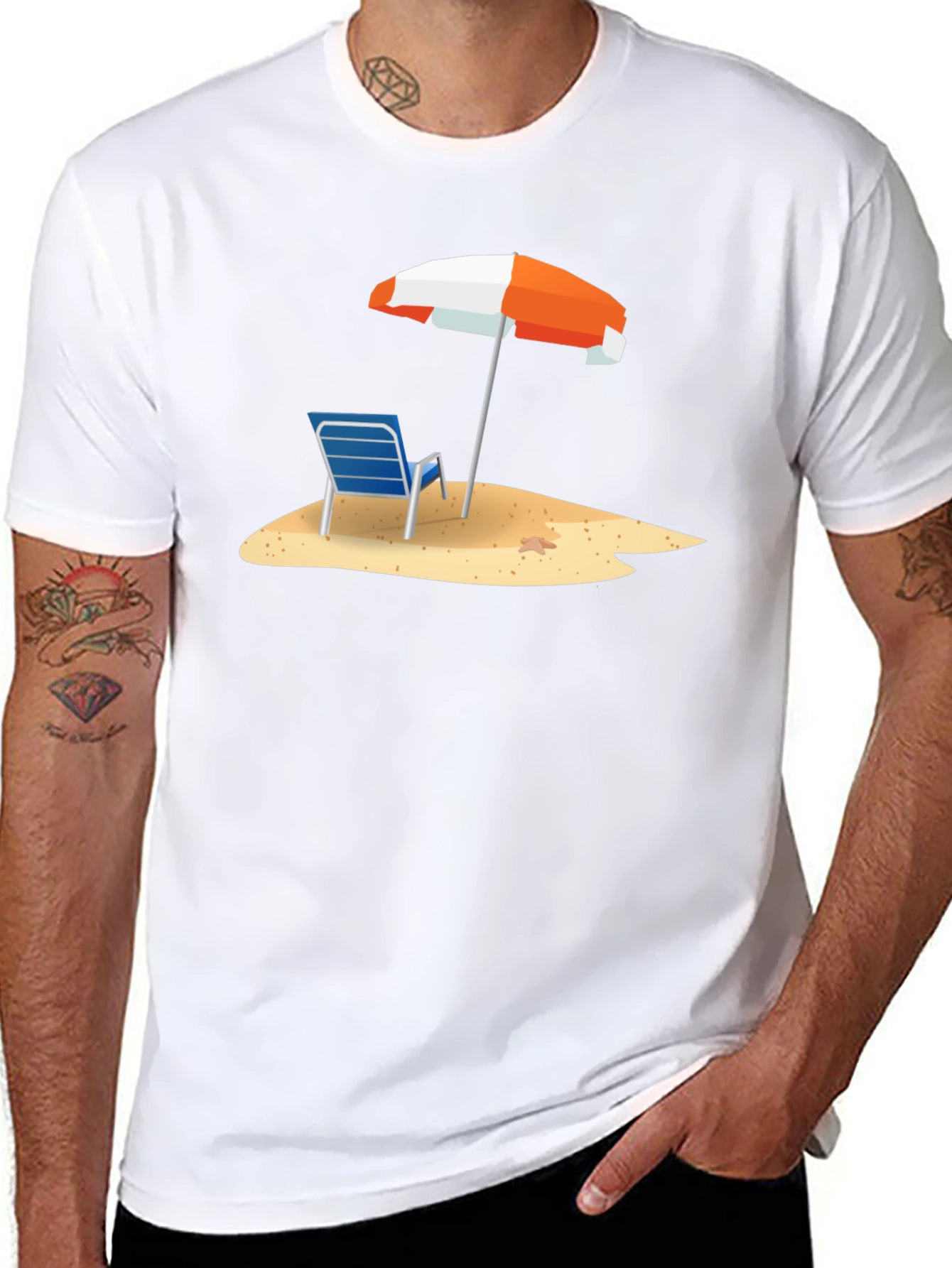 Beach Chair & Umbrella Graphic T-Shirt