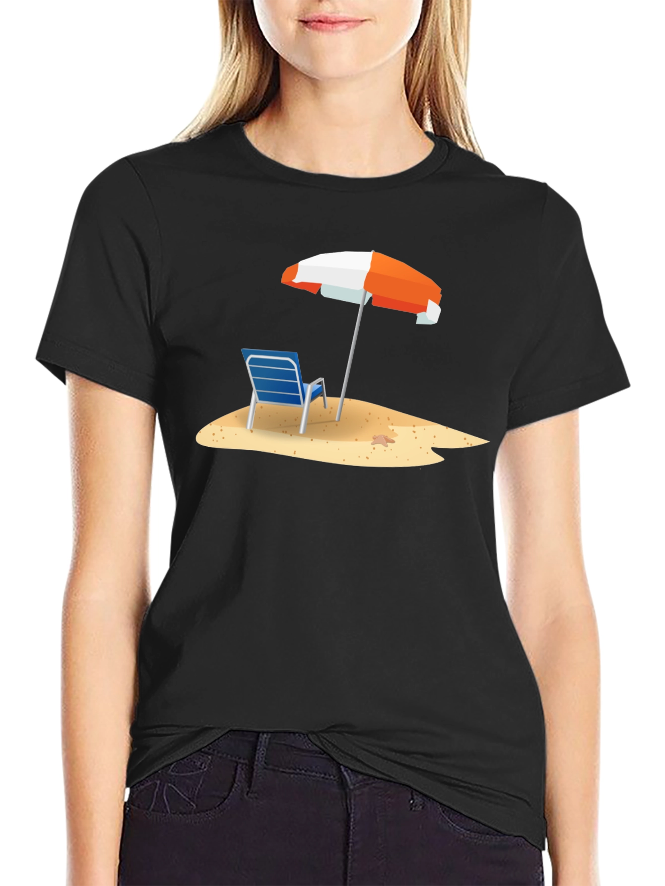 Beach Chair & Umbrella Graphic T-Shirt
