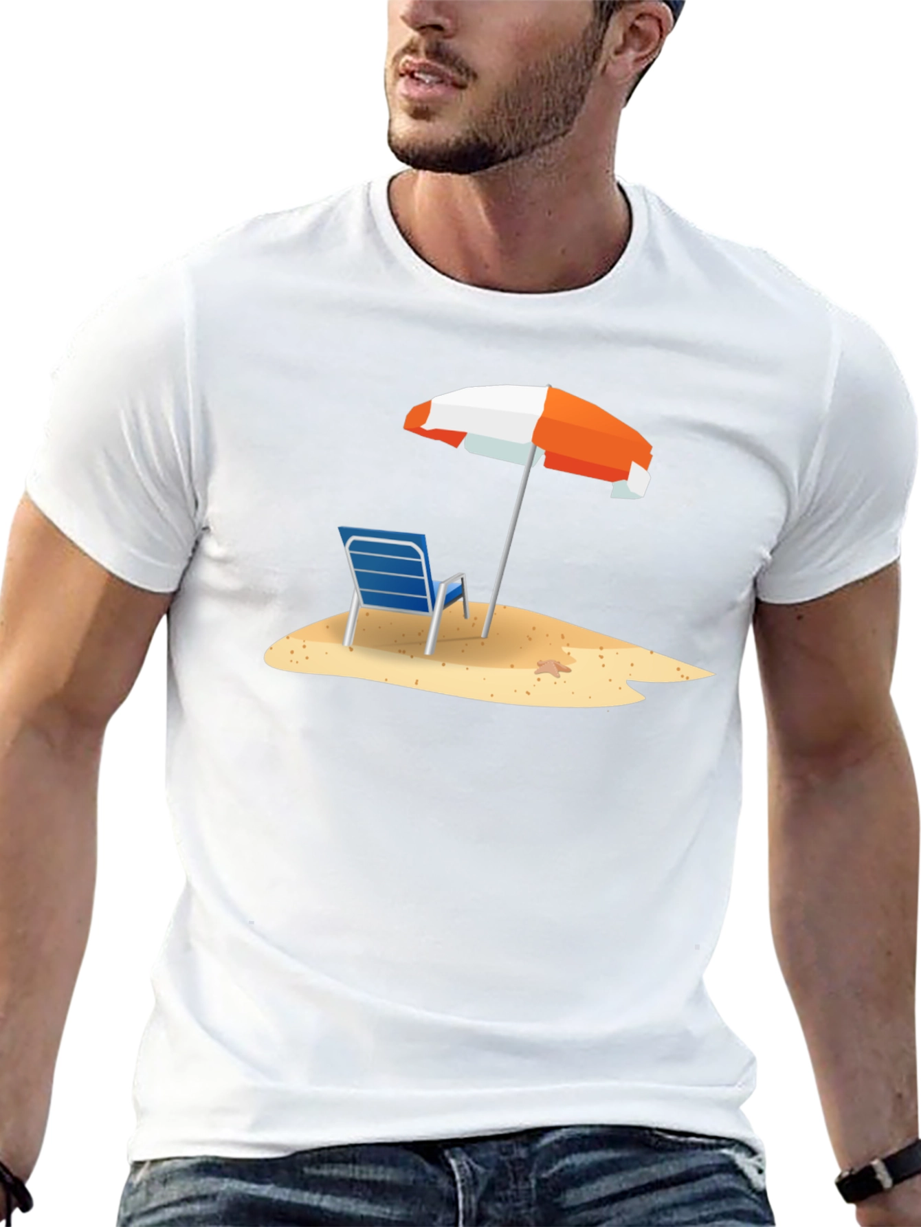 Beach Chair & Umbrella Graphic T-Shirt
