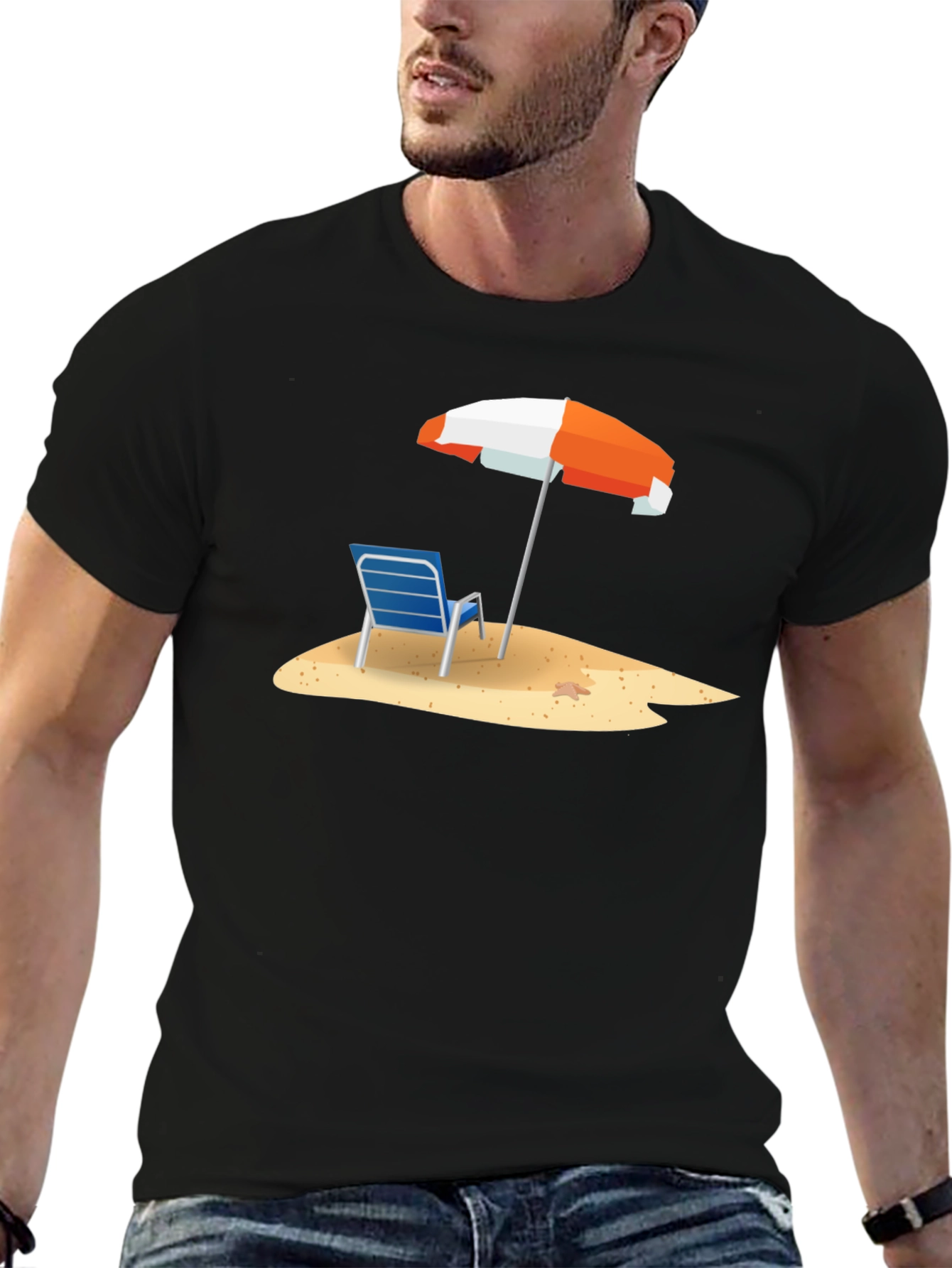Beach Chair & Umbrella Graphic T-Shirt