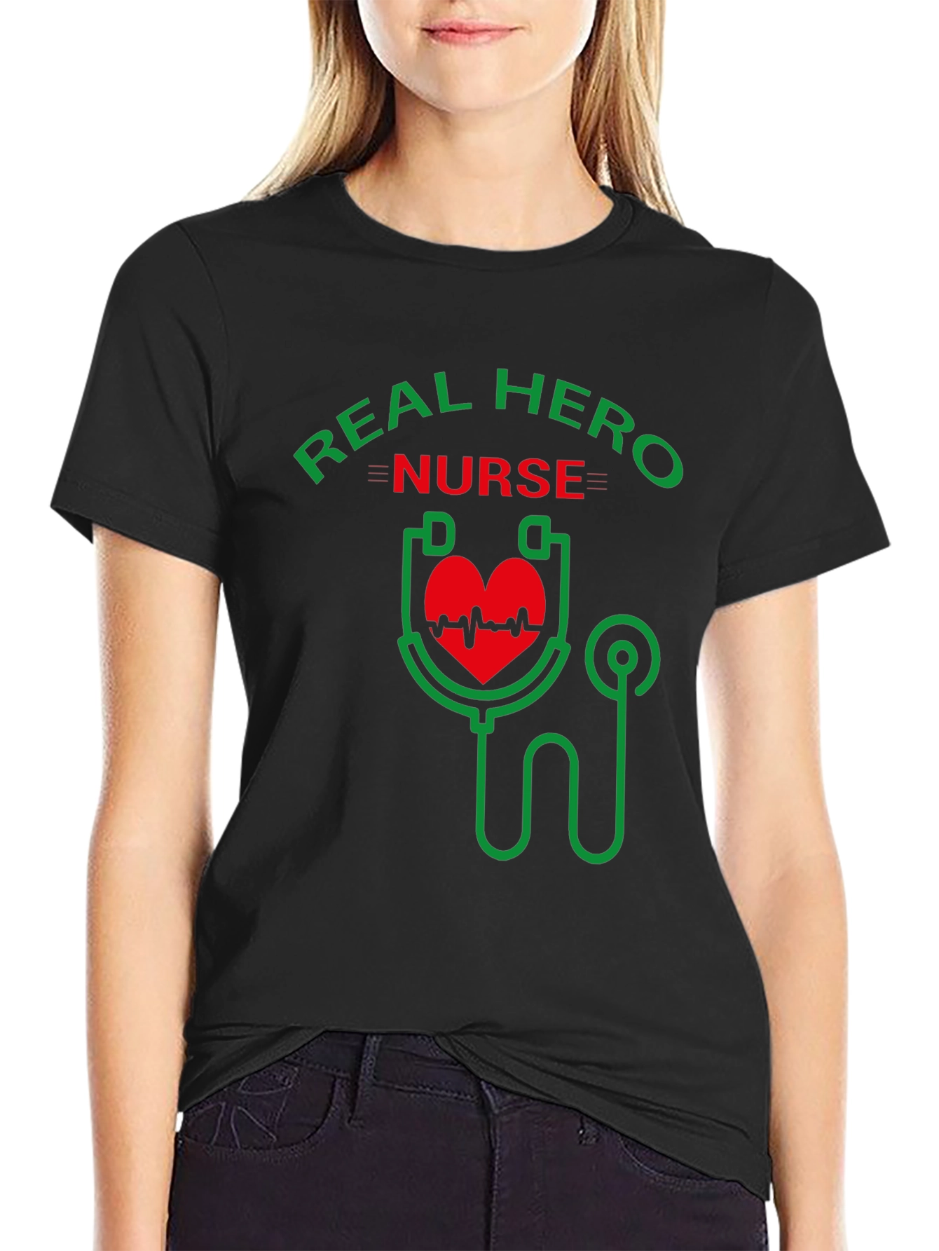 Real Hero Nurse Graphic T-Shirt - Black