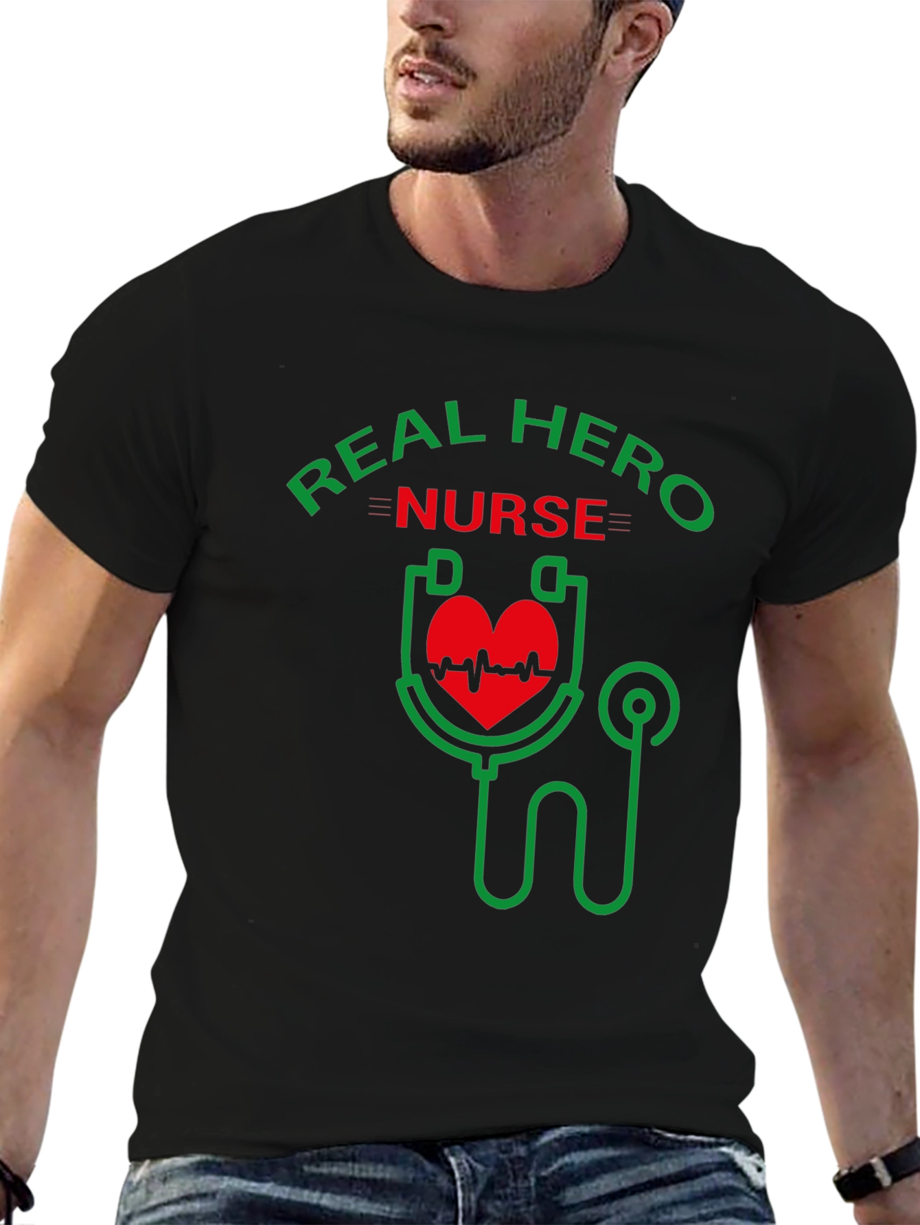 Real Hero Nurse Graphic T-Shirt - Black