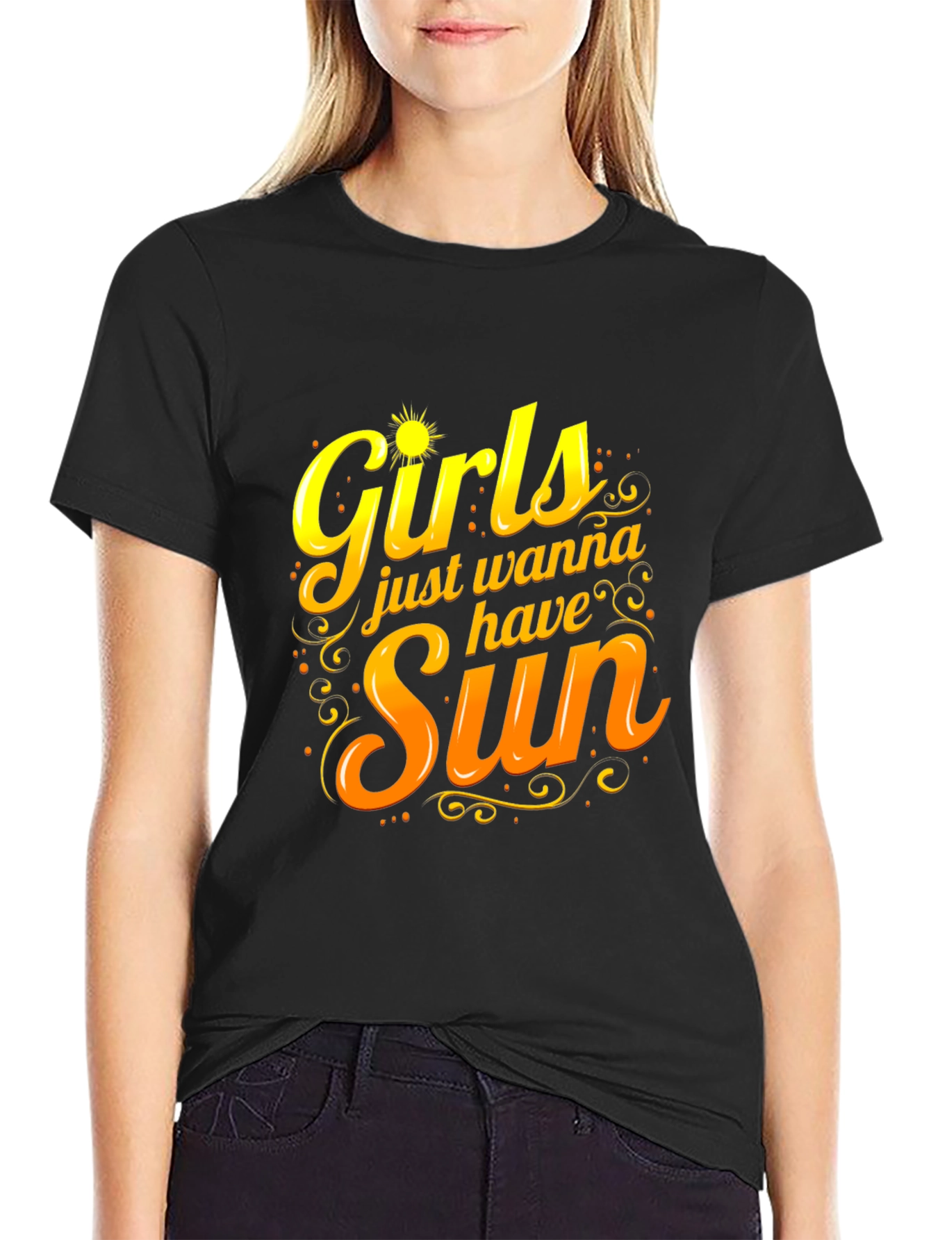 Girls Just Wanna Have Sun Black T-Shirt