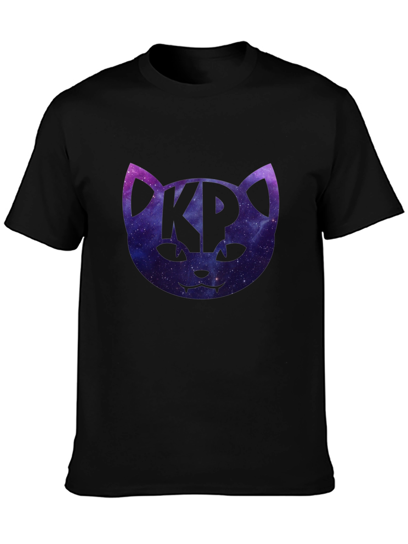 Cosmic Cat KP Black T-Shirt - Galaxy Kitty Design