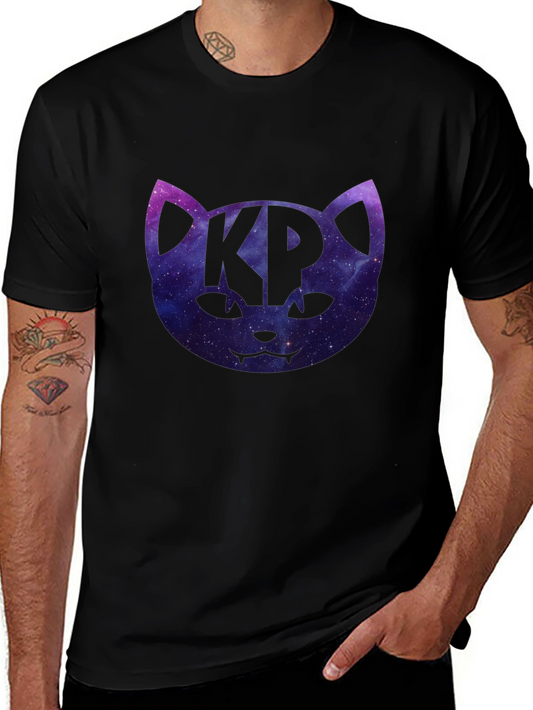 Cosmic Cat KP Black T-Shirt - Galaxy Kitty Design